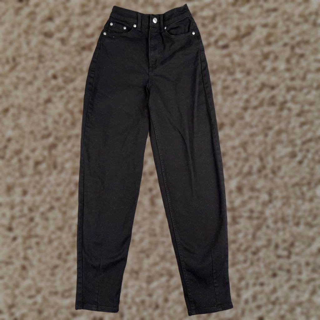 Vintage Divided Jeans Womens 0 Black Denim High Rise Tapered Bloused Hem Cotton 21x28 Size XS / US 0-2 / IT 36-38 - 1 Thumbnail