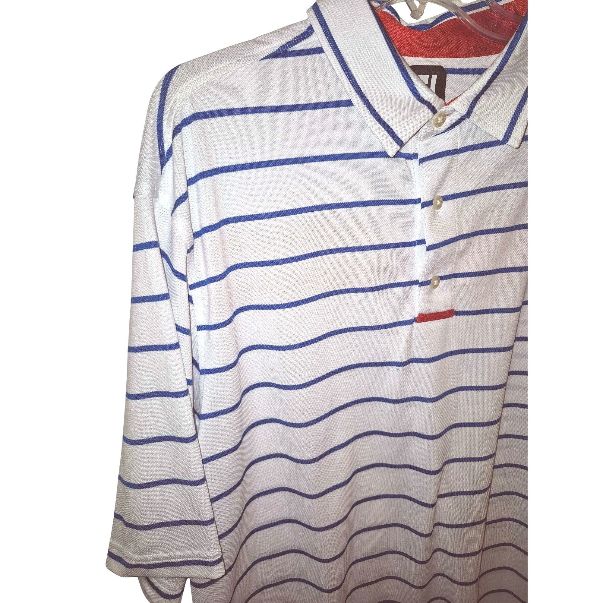 Footjoy Footjoy Mens White & Blue Striped Polo Shirt Size XL Size US XXL / EU 58 / 5 - 4 Thumbnail