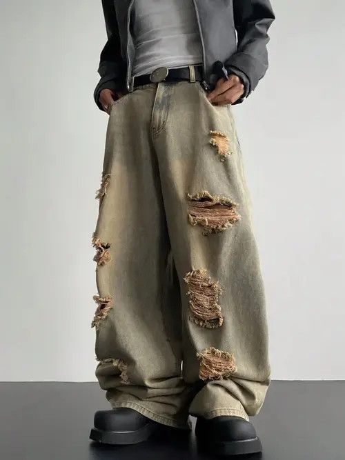 Jean Distressed Baggy Ripped Dusty Jeans Size US 36 / EU 52 - 1 Thumbnail