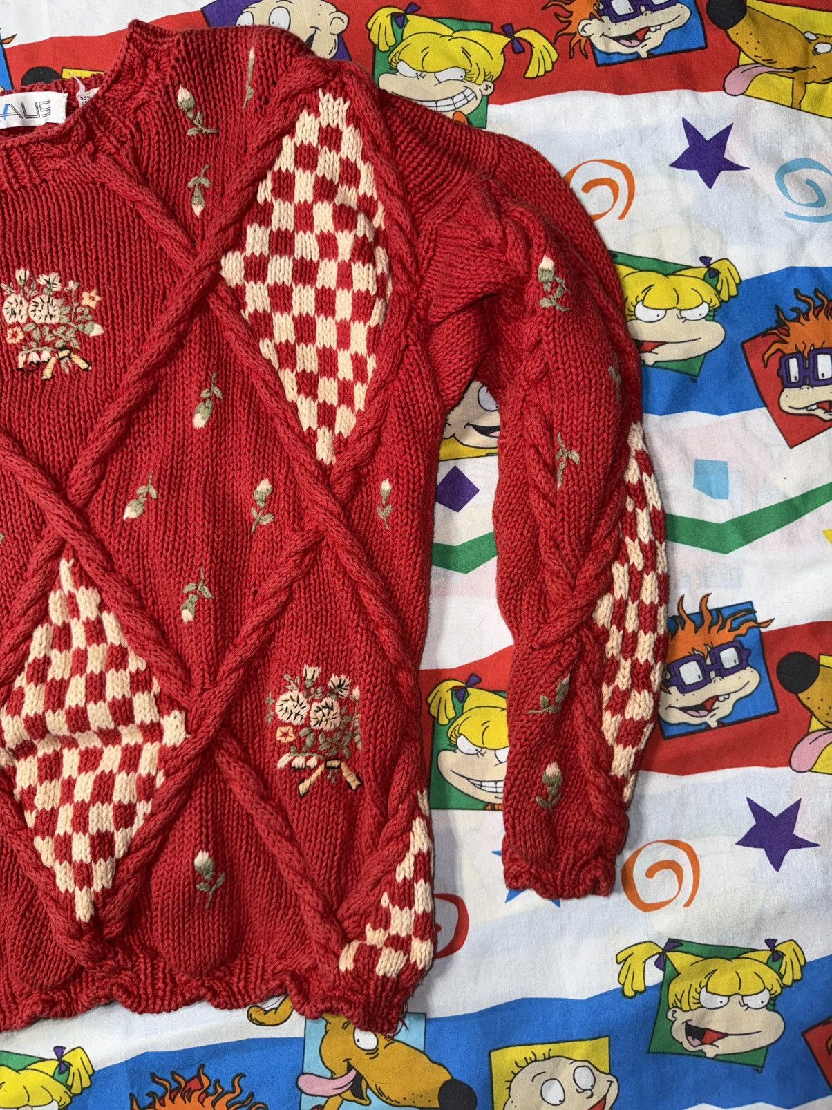 Other Vintage Knitwear Woven Floral Embroidered Heavy Sweater Size L / US 10 / IT 46 - 3 Thumbnail