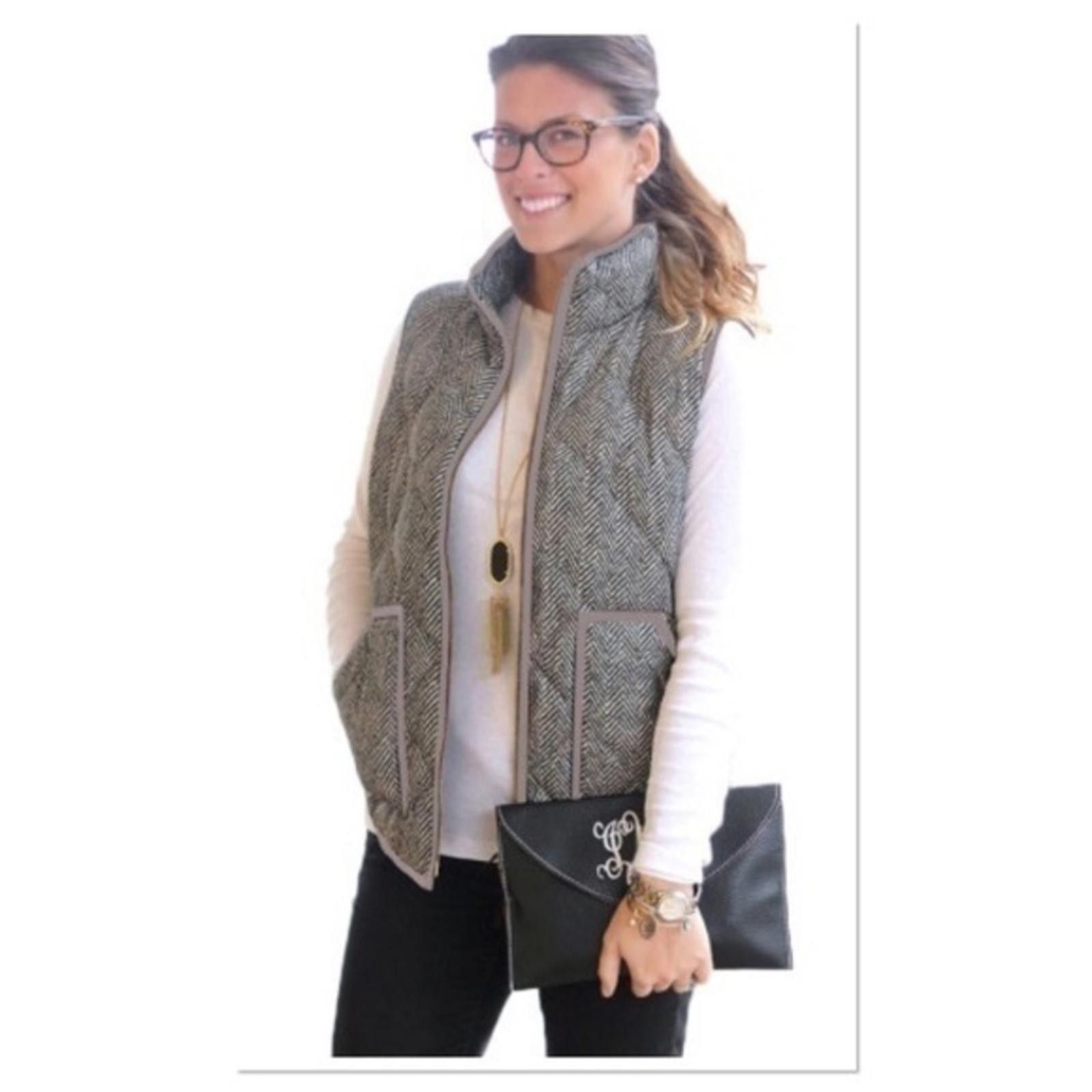Designer Herringbone Quilted Vest NWT Size L / US 10 / IT 46 - 2 Thumbnail
