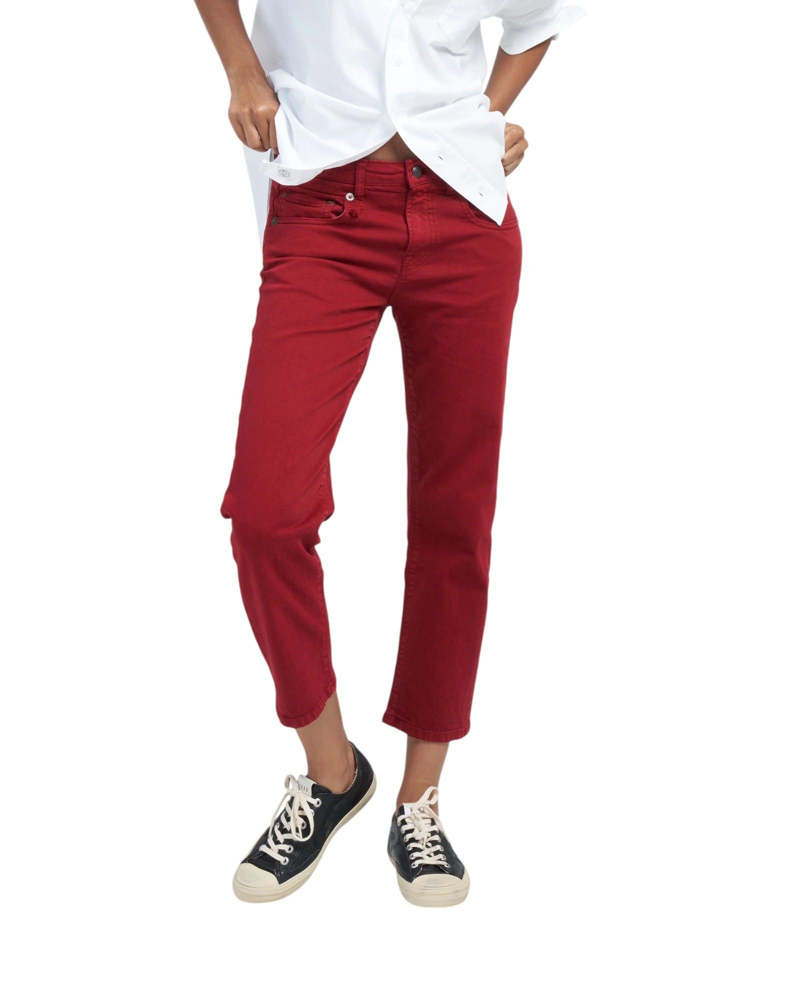 R13 BOY STRAIGHT 27 Vivid Red Stretch Cropped Ankle 86355 Size 27" / US 4 / IT 40 - 1 Thumbnail