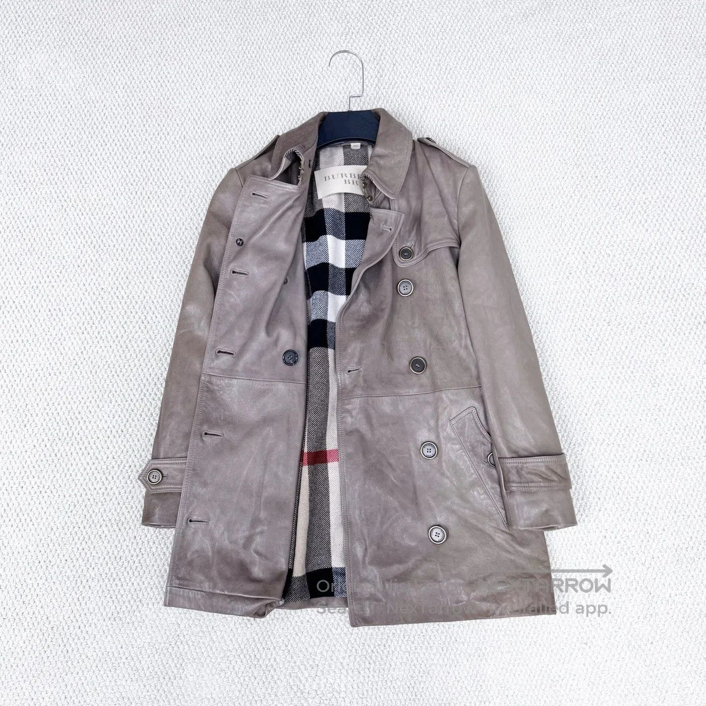 Burberry Burberry Brown Vintage Distressed Lamb Leather Double-Brea Size S / US 4 / IT 40 - 3 Thumbnail
