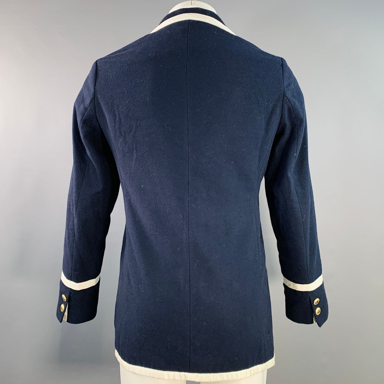 Rowing Blazers ROWING BLAZERS Navy White Polyester Notch Lapel Sport Coat Size 40R - 4 Thumbnail