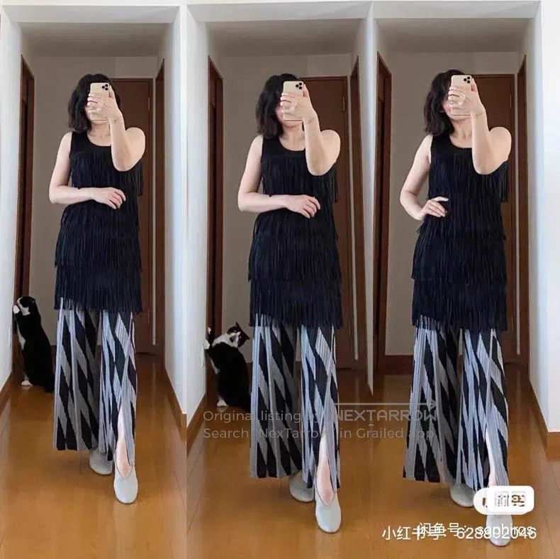 Issey Miyake Issey Miyake size:5 Lightning Print Wide-Leg Pants Size 22" - 9 Thumbnail