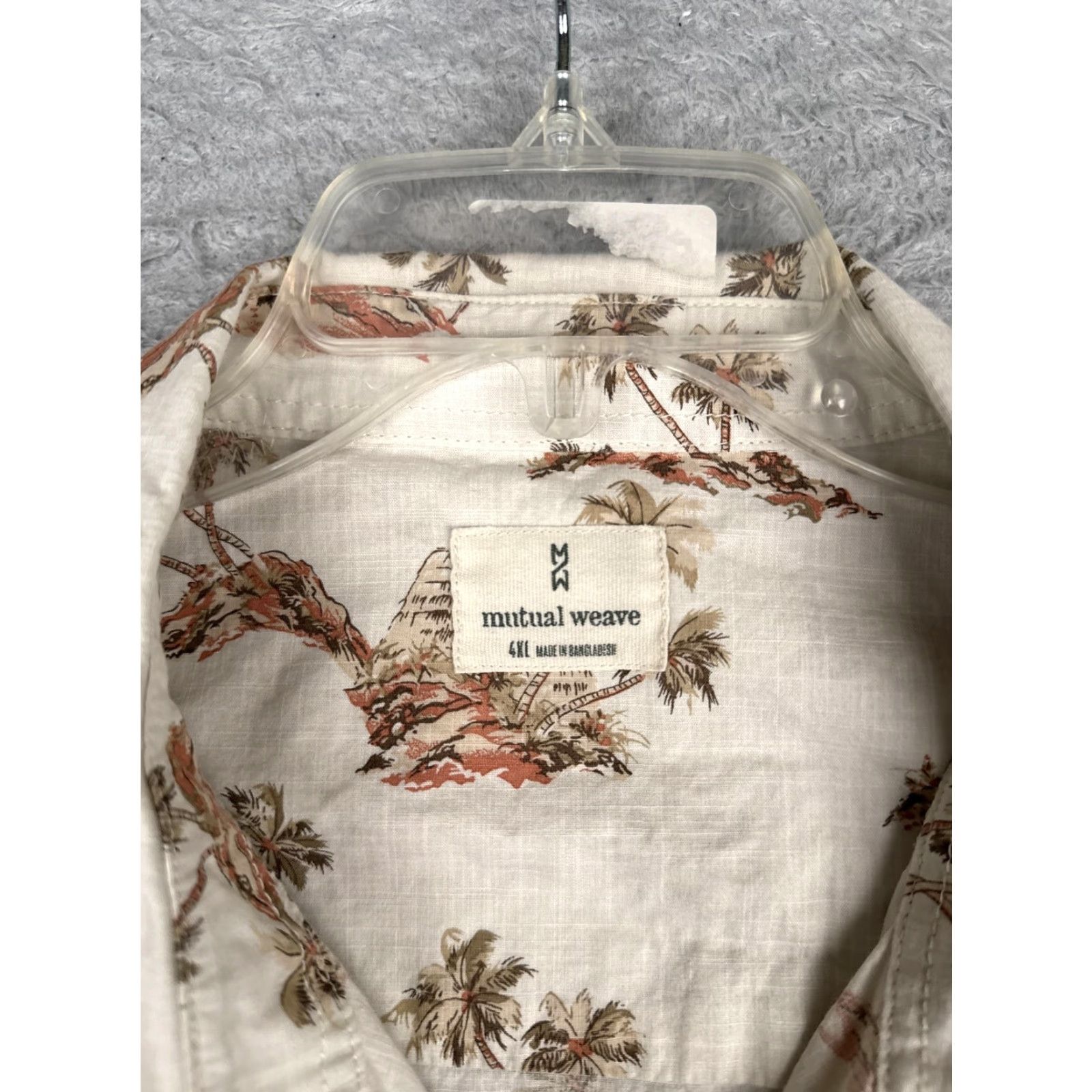 Vintage Mutual Weave Shirt Mens 4XL White Short Sleeve Hawaiian Button Up Palm Tree Size US XXL / EU 58 / 5 - 7 Thumbnail
