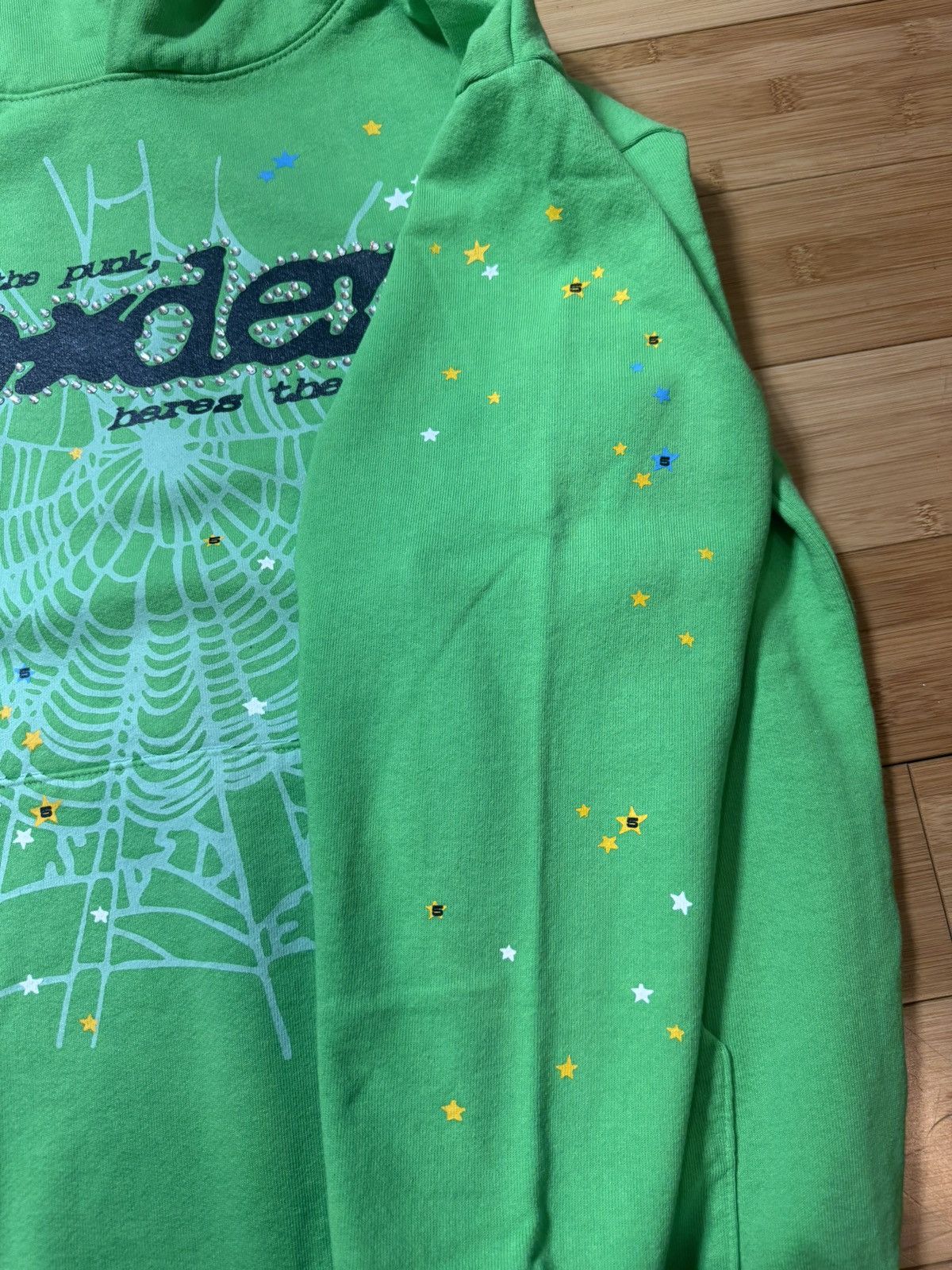 Sp5der SP5DER RHINESTONE PUNK V2 HOODIE GREEN - SIZE L Size US L / EU 52-54 / 3 - 4 Thumbnail