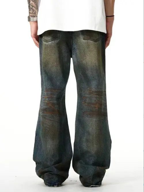 Japanese Brand × Jean Dark blue straight loose American street ripped jeans Size US 32 / EU 48 - 4 Thumbnail