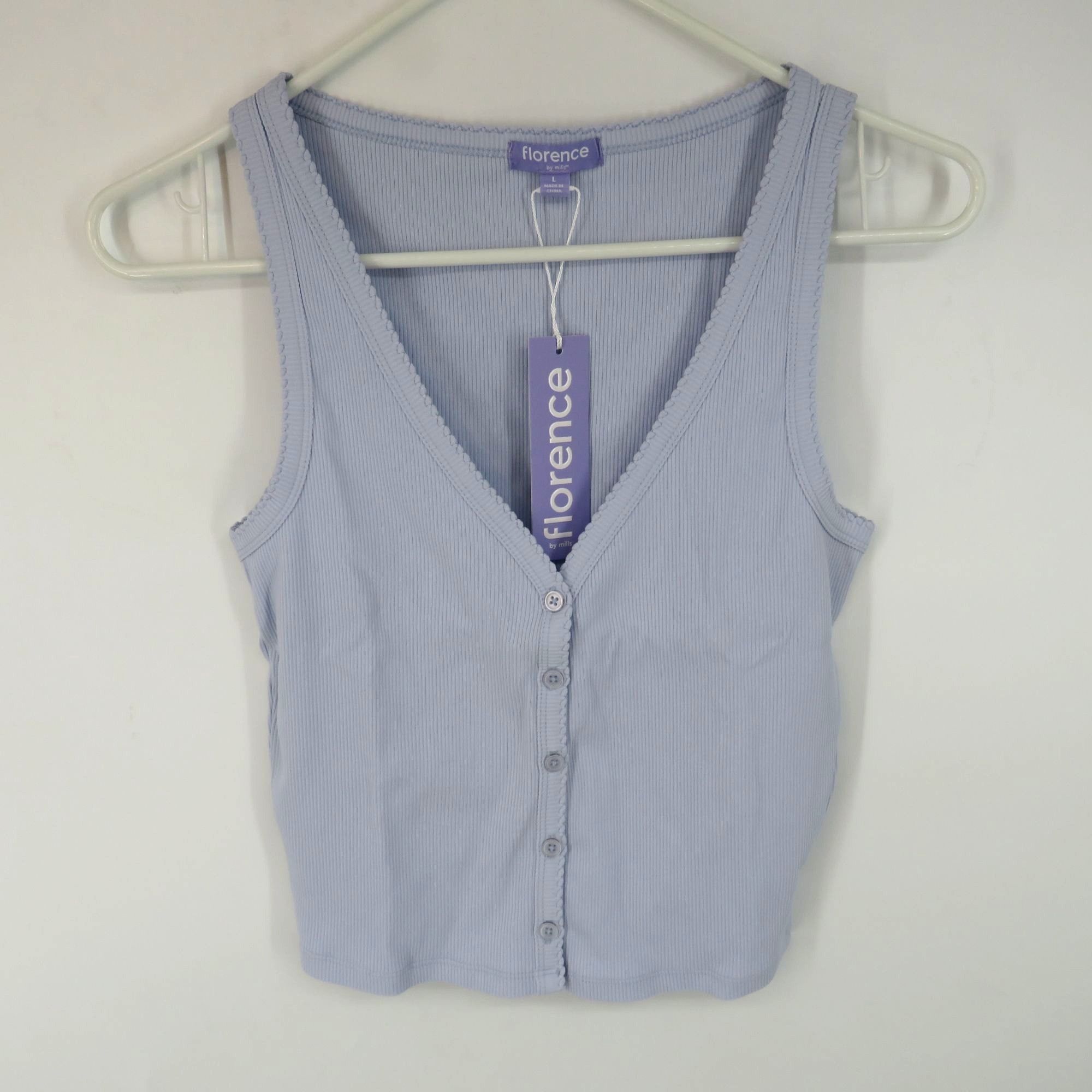 Other Florence By Mills Light Blue Ribbed Button-Up Tank Top Large Size L / US 10 / IT 46 - 1 Thumbnail