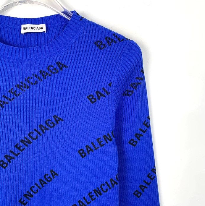 Balenciaga Balenciaga Blue Logo Letter Knitted Shirt2412-Nextarrow Size US L / EU 52-54 / 3 - 3 Thumbnail