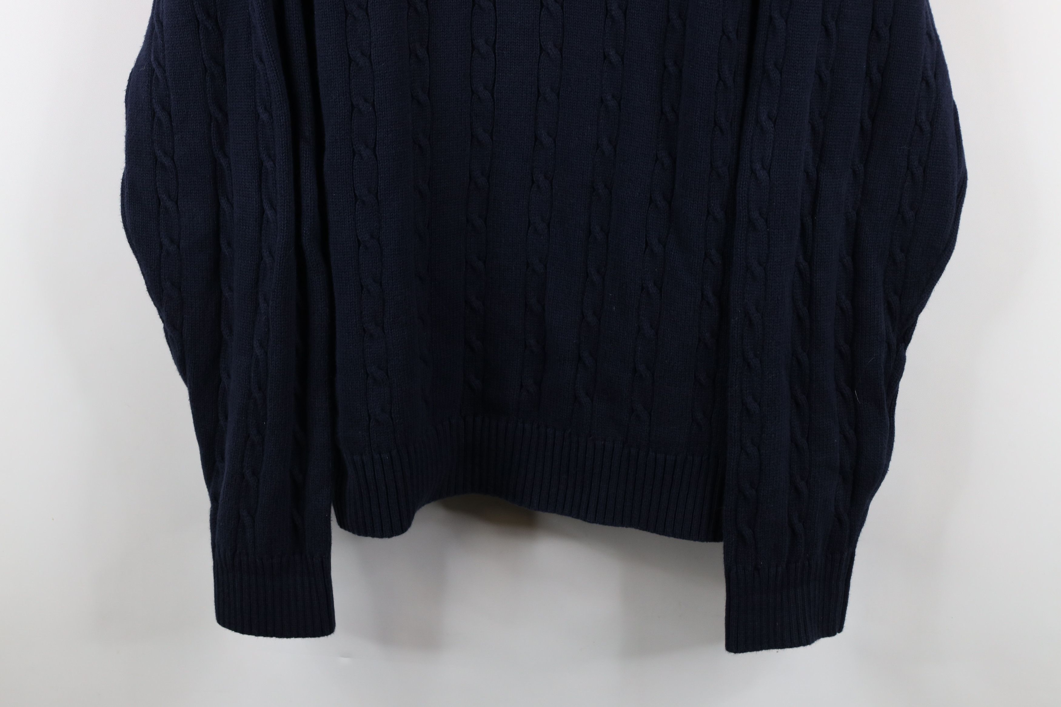 Tommy Hilfiger × Vintage Vintage 90s Tommy Hilfiger Cotton Cable Knit Sweater Blue Size US XXL / EU 58 / 5 - 3 Thumbnail