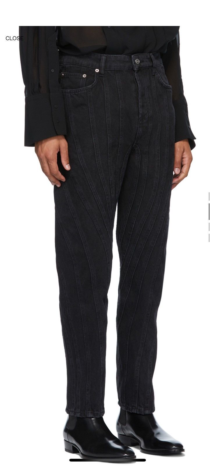 image of Mugler Black Straight Leg Spiral Jeans, Men's (Size 30)