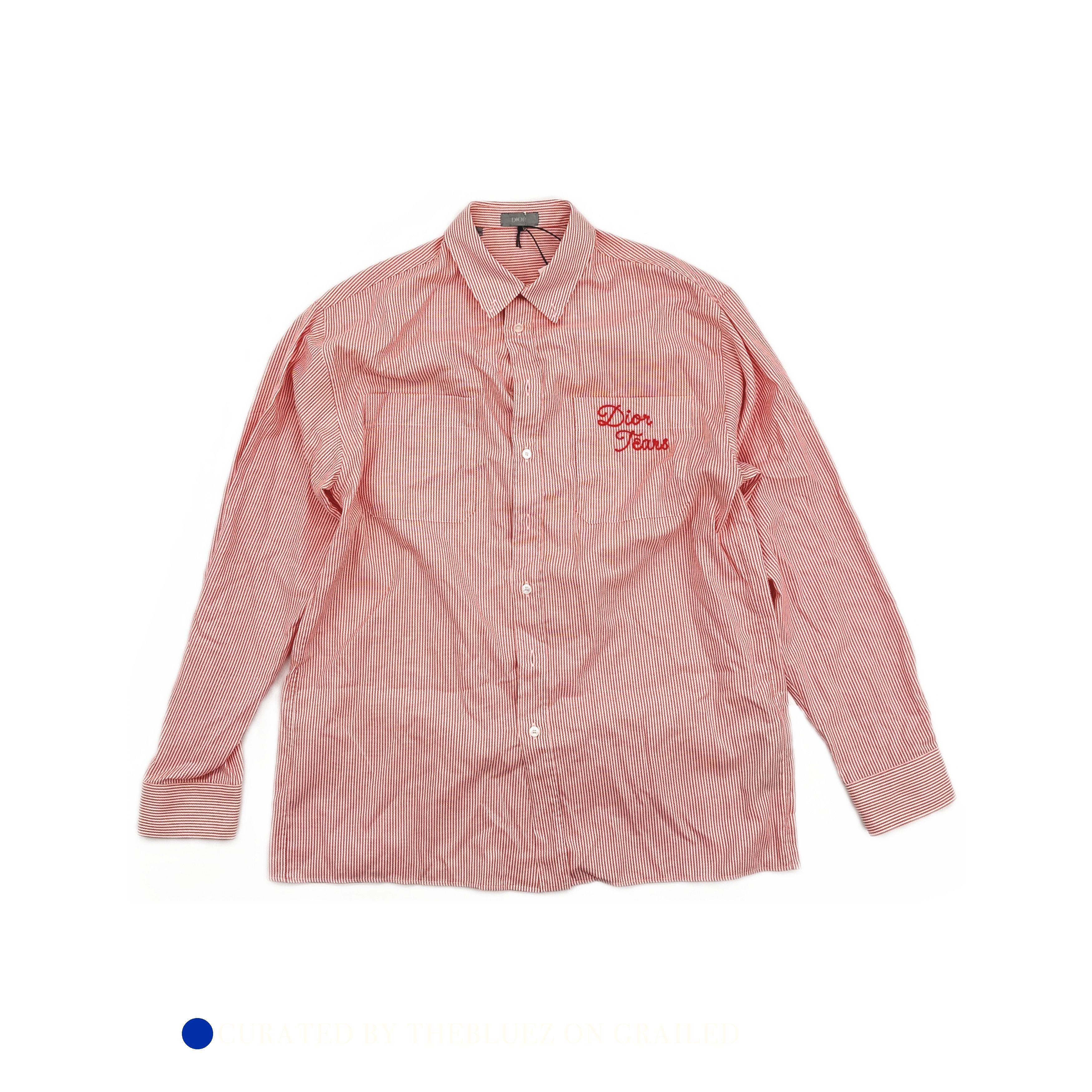 Dior × Hedi Slimane Dior Homme AW07 Folded-Collar Button Up Red