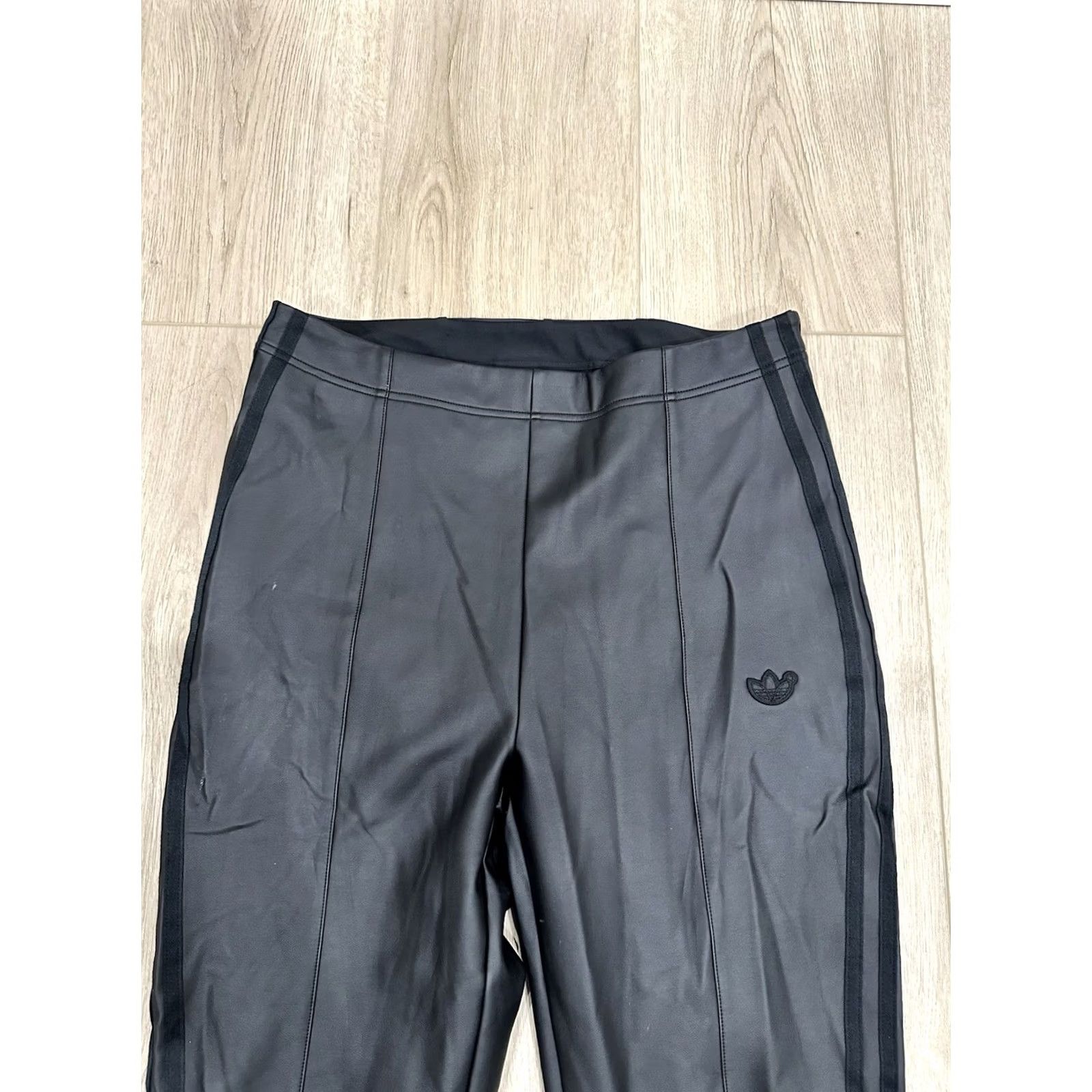 Adidas NWT adidas Always Original Women's Faux Leather Tights Pants Large Black Slim Track Pants Size 36" / US 14 / IT 50 - 4 Thumbnail