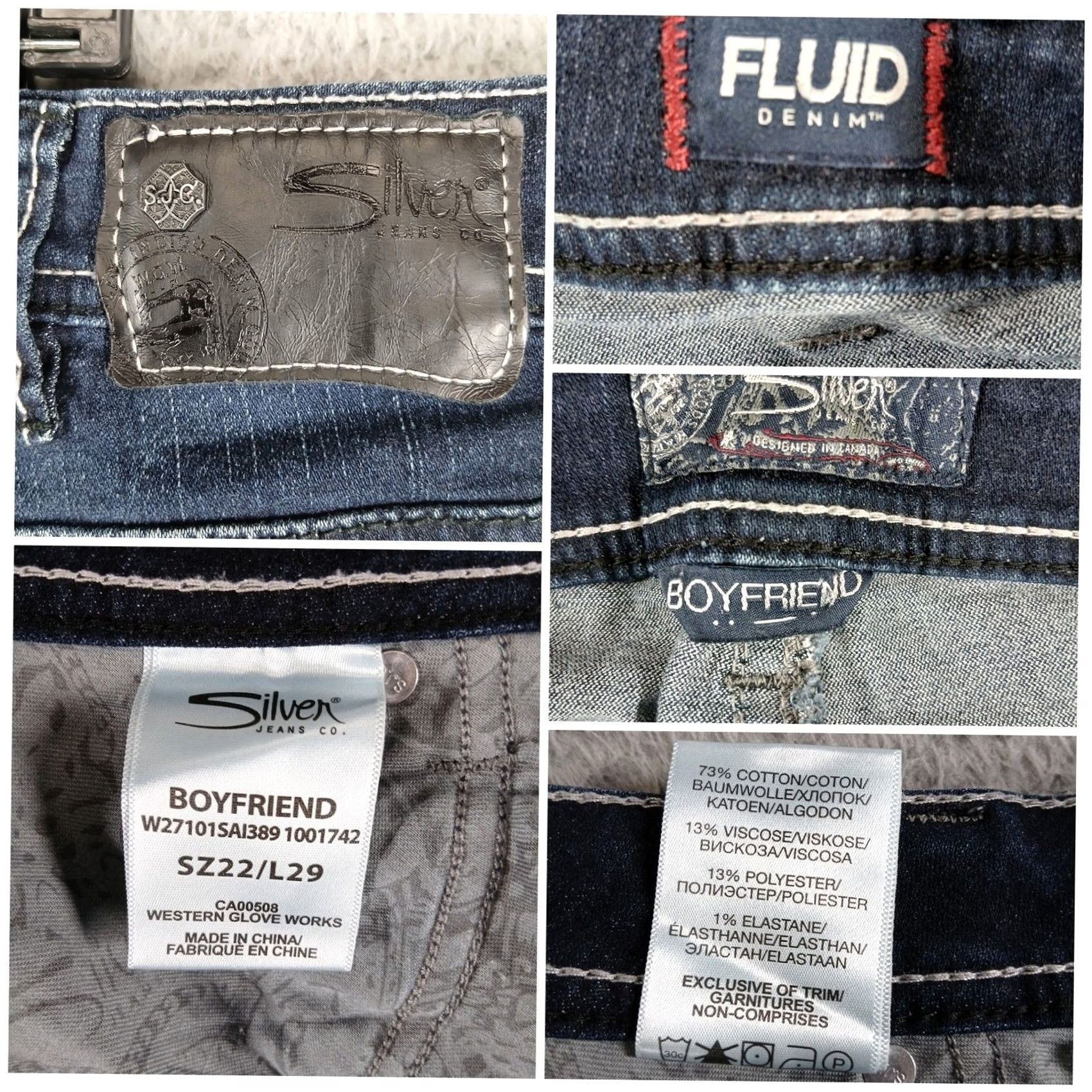 Silver Jeans Co. Silver Jeans Co. Boyfriend Jeans Dark Wash Denim Distressed Size W22/L29 Fluid Size 40" / US 18 - 4 Thumbnail