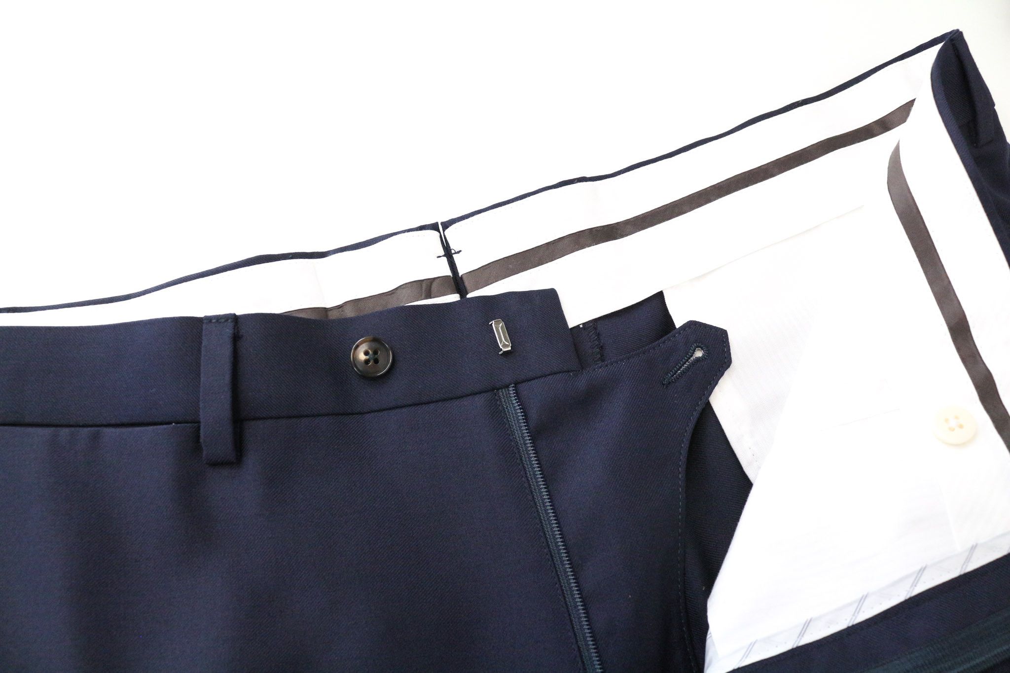 Suitsupply UK48S Navy Slim Wool Flat-Front Trousers 75898 Size 48S - 3 Thumbnail