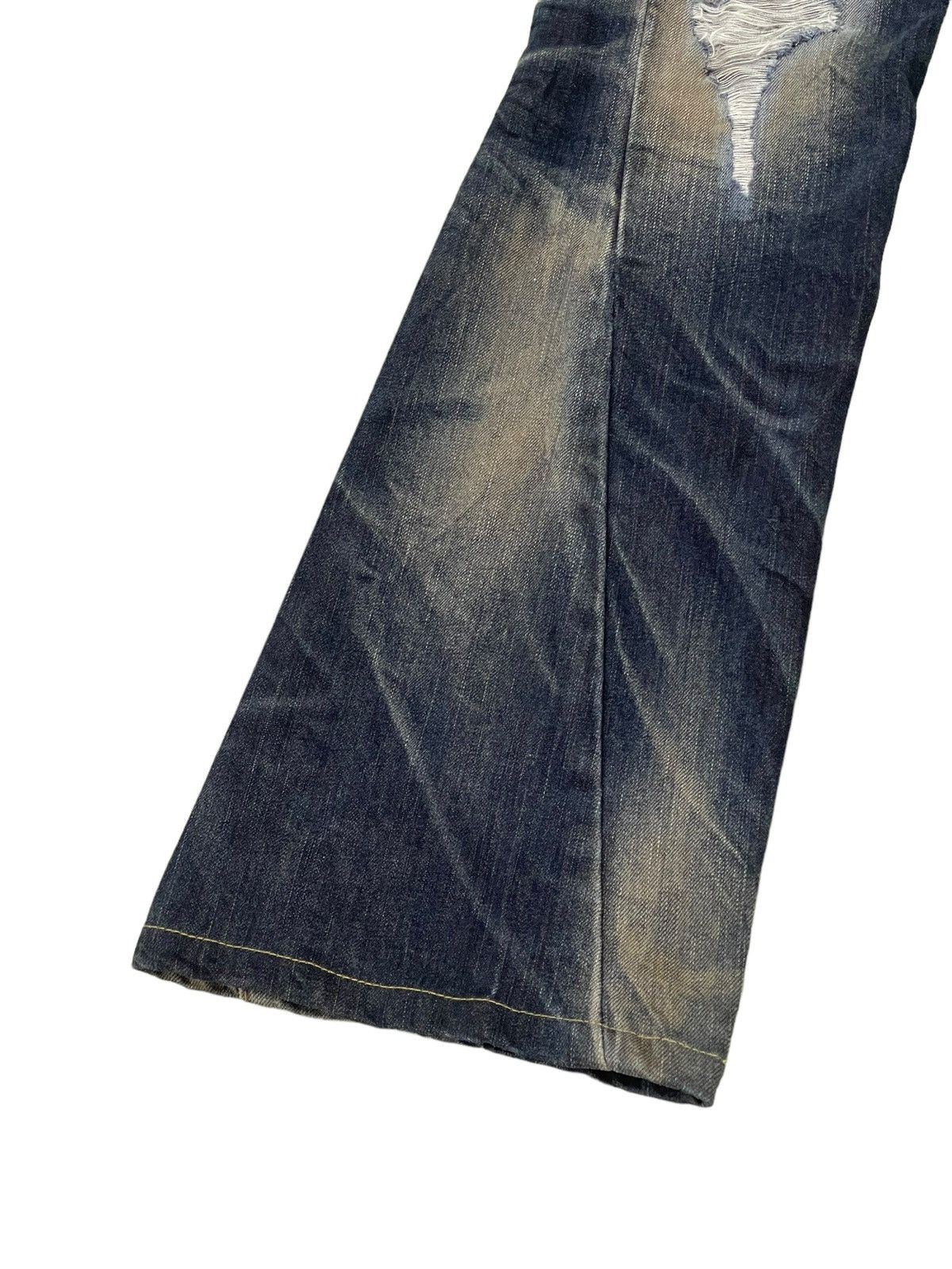 Japanese Brand Flare Jeans Tornado Mart Faded Distress Boot Cut 8🟦8 Size US 29 - 5 Thumbnail