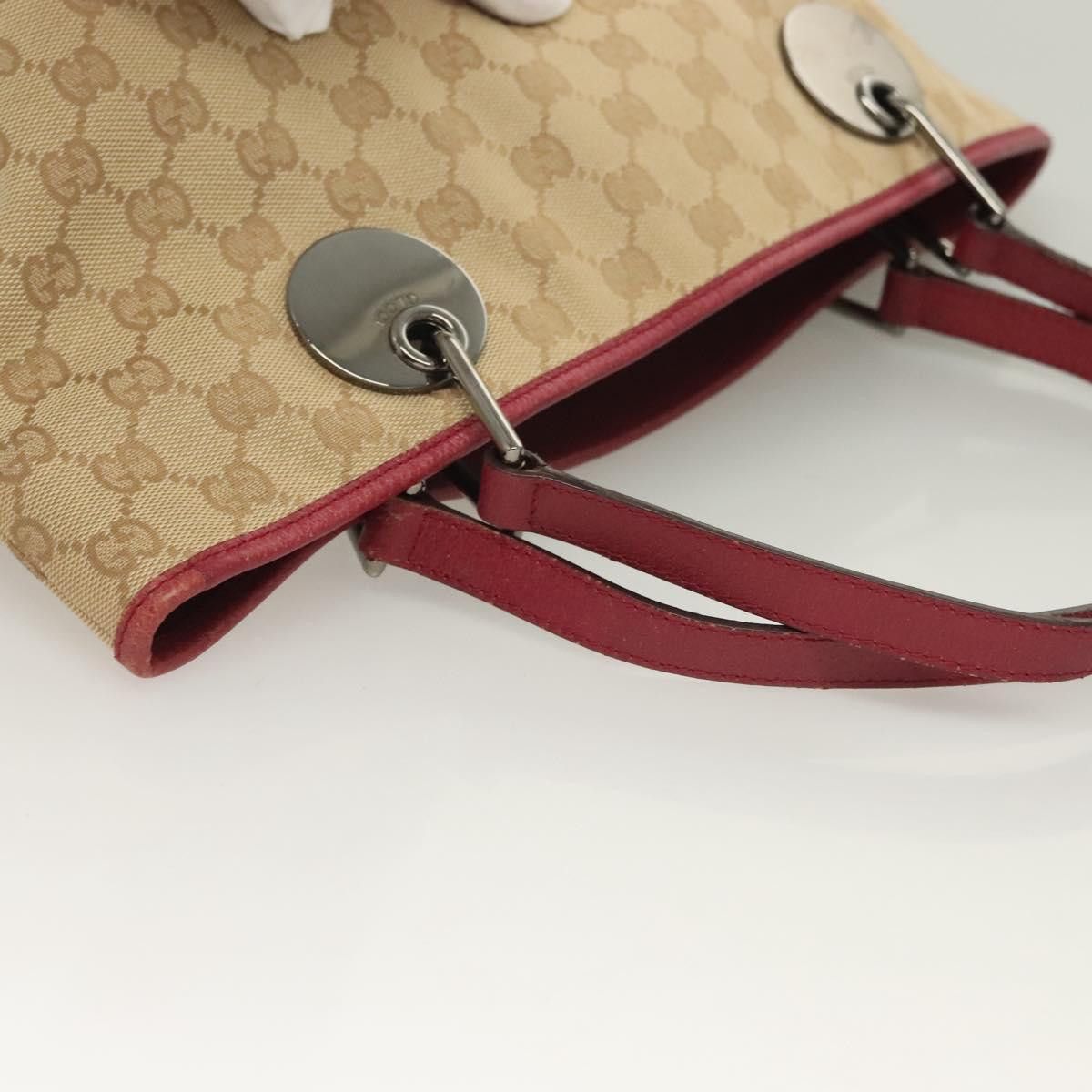 Gucci GUCCI GG Canvas Tote Bag Beige Silver Size ONE SIZE - 6 Thumbnail