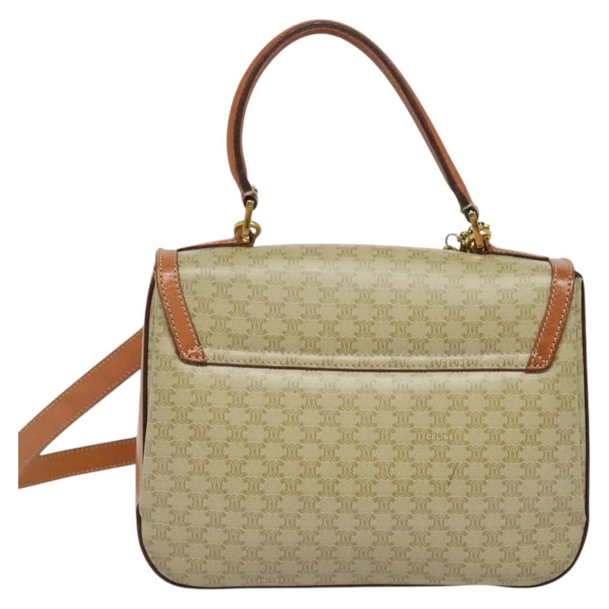 Celine CELINE Macadam Canvas Hand Bag Pvc Beige Gold Size ONE SIZE - 3 Thumbnail