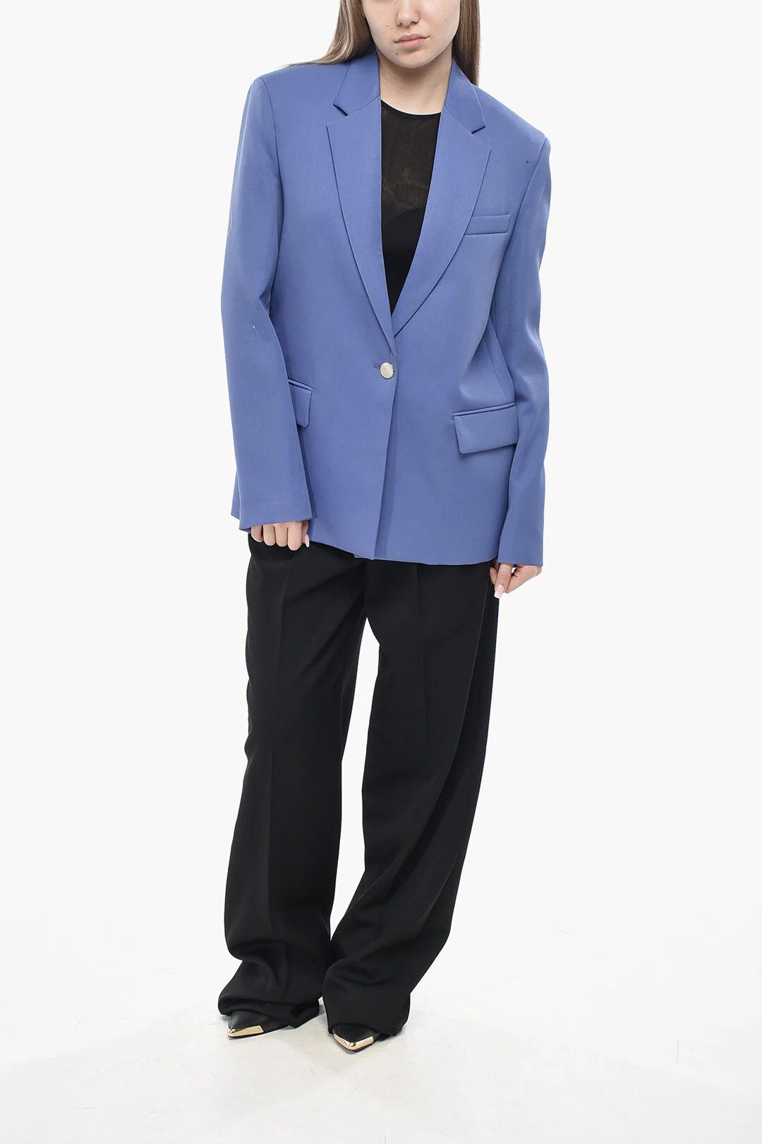 The Attico og1mm0426 Oversized Wool Blazer in Purple Size XS / US 0-2 / IT 36-38 - 4 Thumbnail