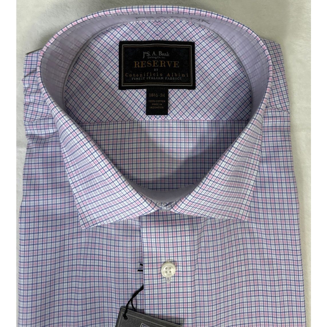 Jos. A. Bank Jos. A. Bank Reserve Pink/Blue Dress Shirt Sze 18.5 - 34 NWT Size US M / EU 48-50 / 2 - 3 Thumbnail