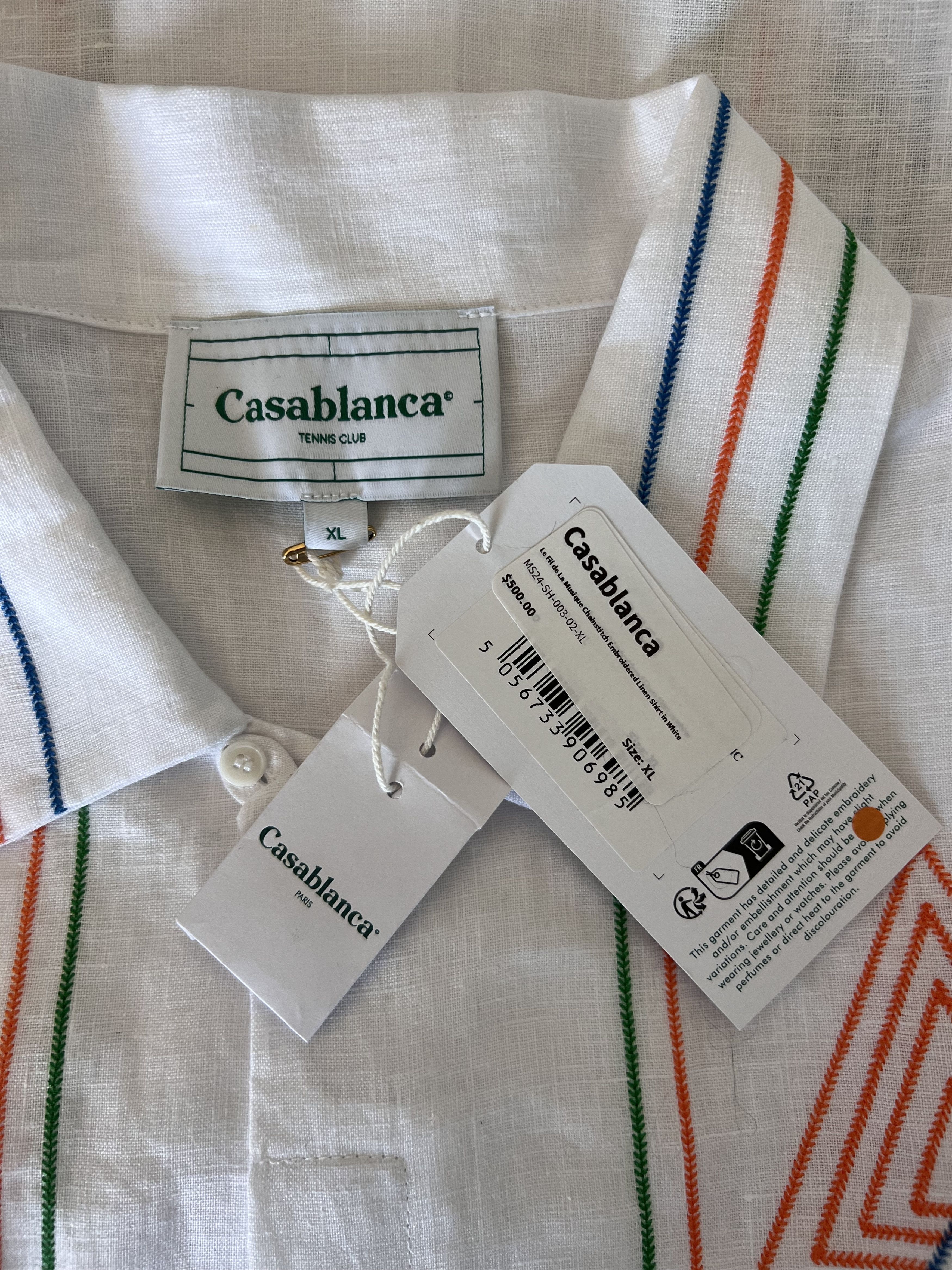 Casablanca Casablanca Musique Embroidered Linen Button Up Shirt Size US XL / EU 56 / 4 - 7 Thumbnail