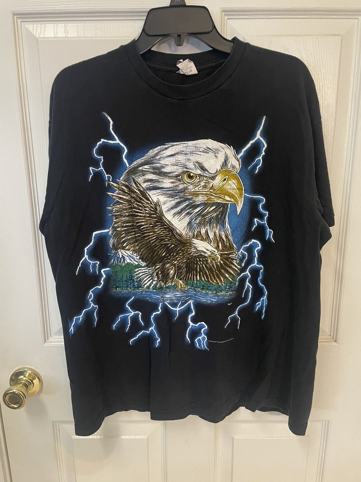 Band Tees × Vintage Vintage American thunder Eagle T Shirt Size L All Over Print Size US L / EU 52-54 / 3 - 2 Thumbnail
