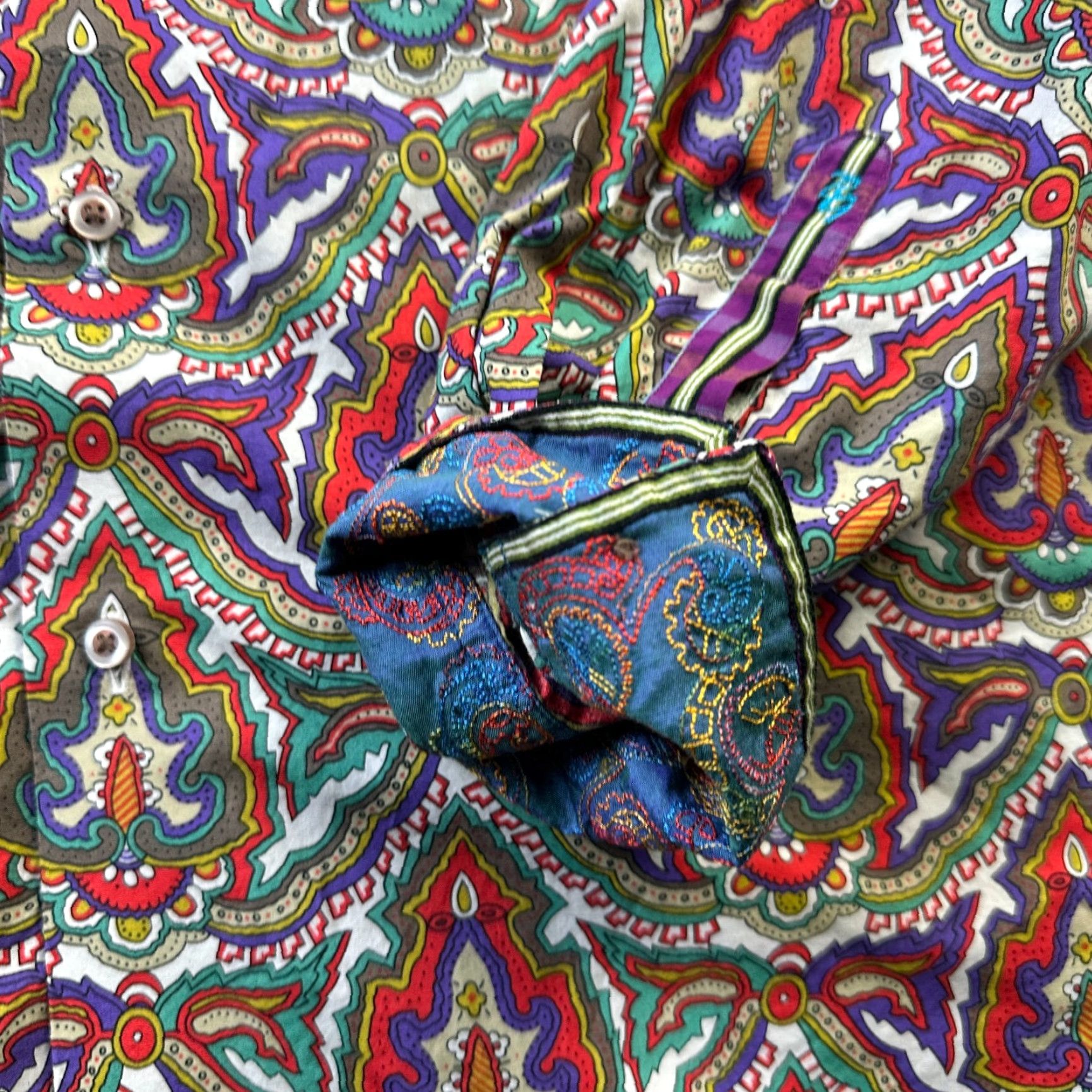 Robert Graham Robert Graham Shirt XL Multicolor Abstract Geometric Long Sleeve Button-Up Collared Embroidered Sportswear Casual Formal Party/Cocktail Mens Size US XL / EU 56 / 4 - 4 Thumbnail
