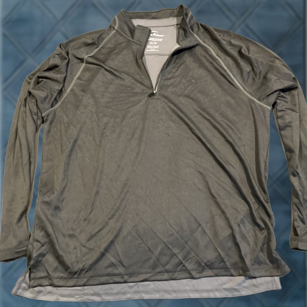 Tommy Bahama Tommy Bahama Island Zone Quarter Zip Pullover Shirt Men XL Charcoal Size US XL / EU 56 / 4 - 1 Thumbnail