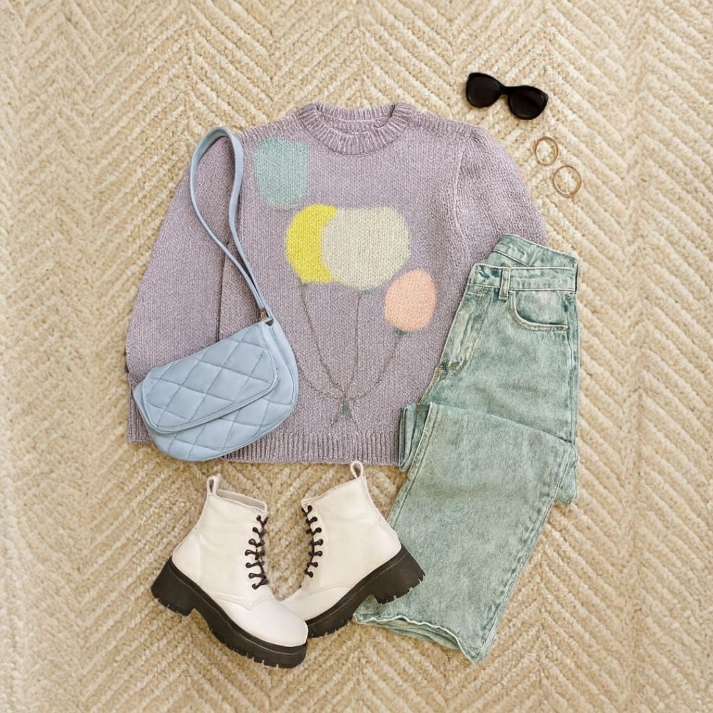 Kanata Hand Knits Vintage 80s Hand Knit Pastel Purple Balloon Sweater Size L / US 10 / IT 46 - 1 Thumbnail