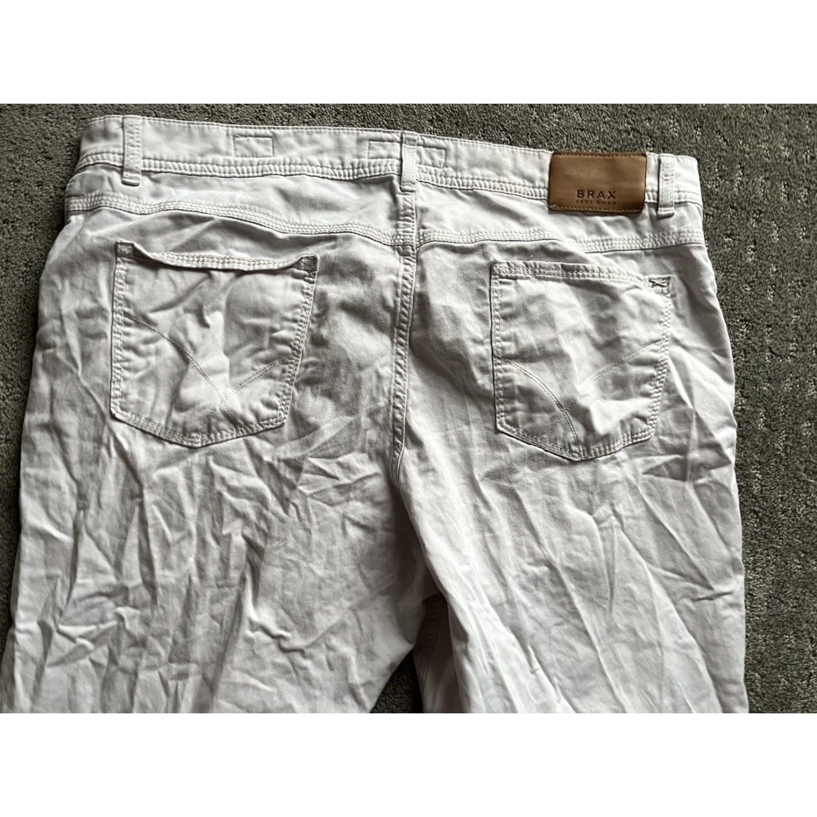 BRAX BRAX Pants Casual Men 34 Regular Ivory Chino Straight 34x25 Cotton Flat Front Size US 34 / EU 50 - 2 Thumbnail