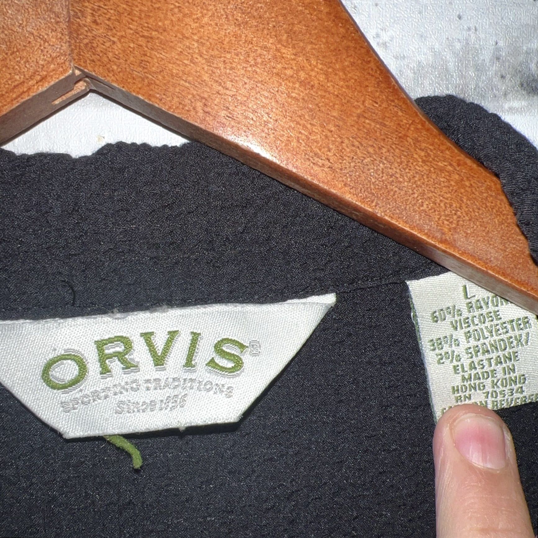 Orvis Orvis Black Rayon Blend Button-Up Shirt Womens Size L Size L / US 10 / IT 46 - 3 Thumbnail