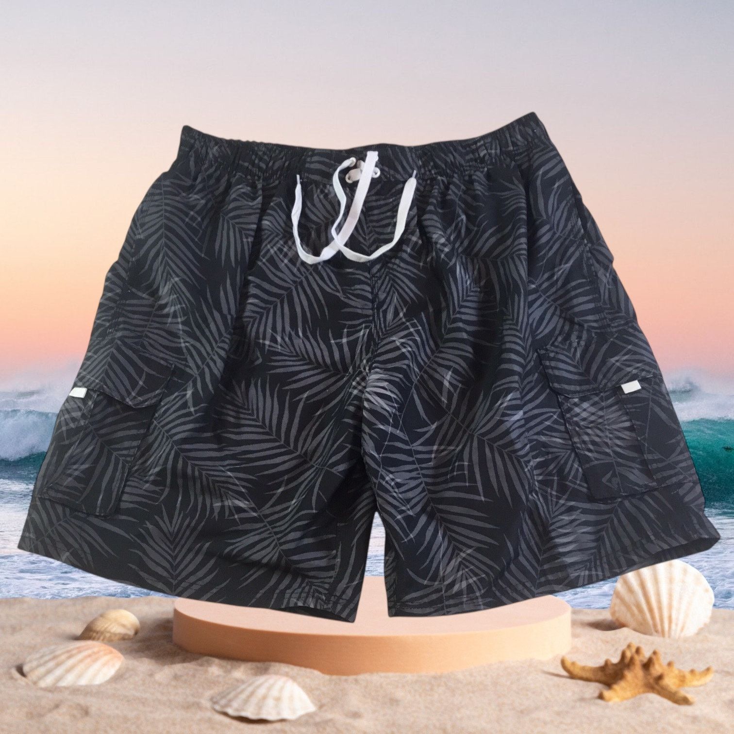 Other Kanu Swim Surf Shorts 3XL NWT Black Gray Palm Print $50 Tag Size US 44 / EU 60 - 1 Thumbnail