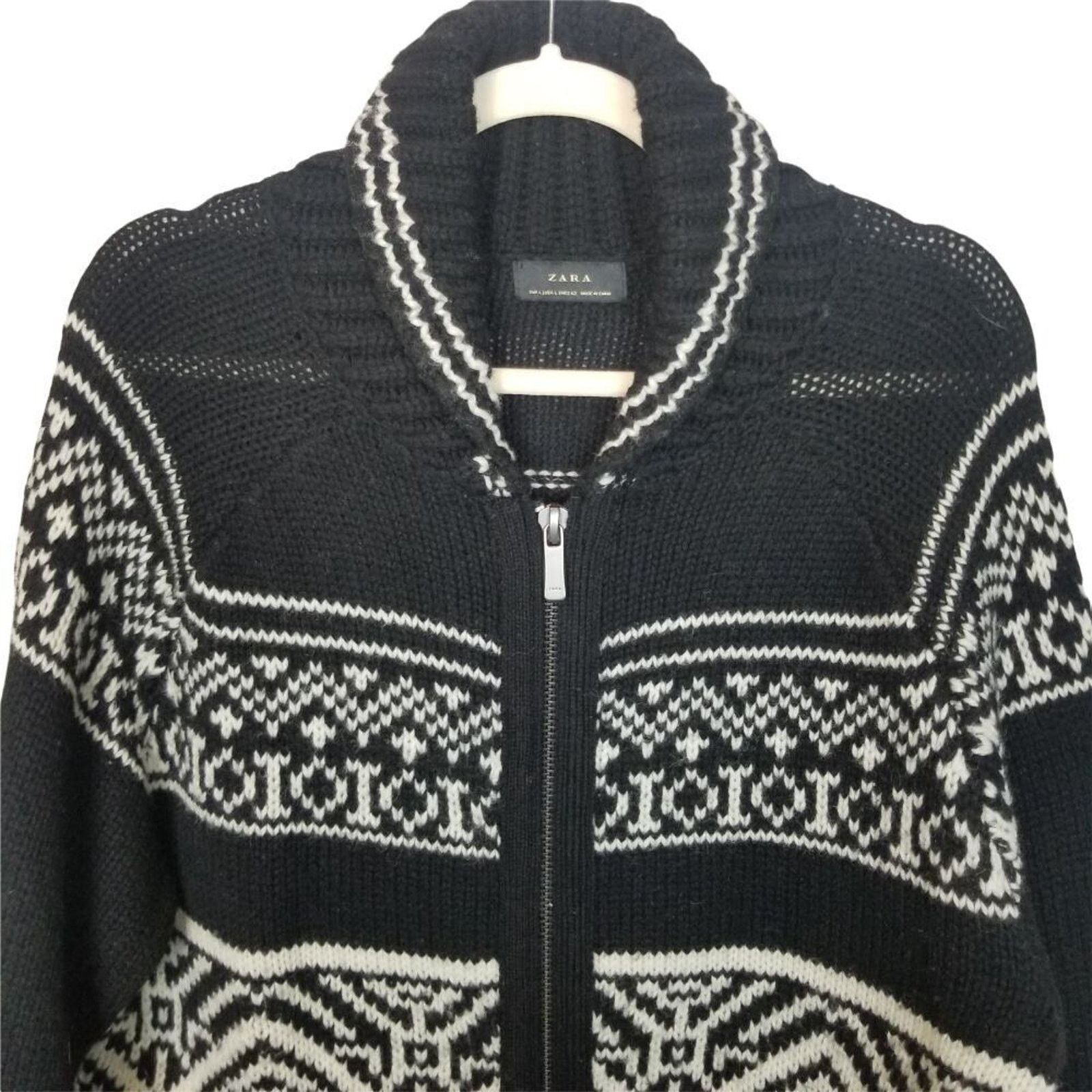 Zara Zara Mens Nordic Fair Isle Full Zip Sweater Cardigan Sz L Size US L / EU 52-54 / 3 - 2 Thumbnail