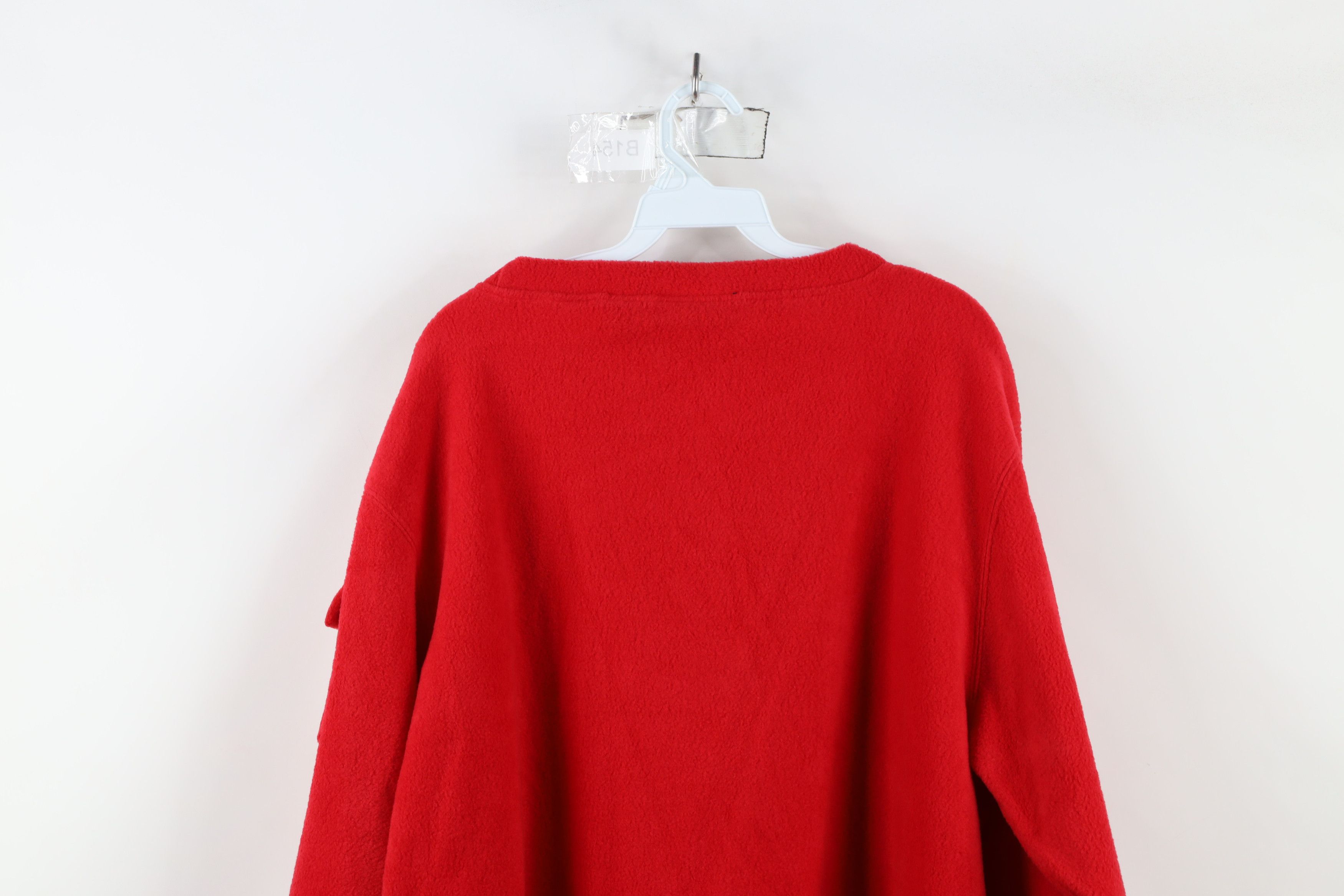 Vintage Vintage 90s Streetwear Pocket Fleece Crewneck Sweater Red Size US L / EU 52-54 / 3 - 9 Thumbnail