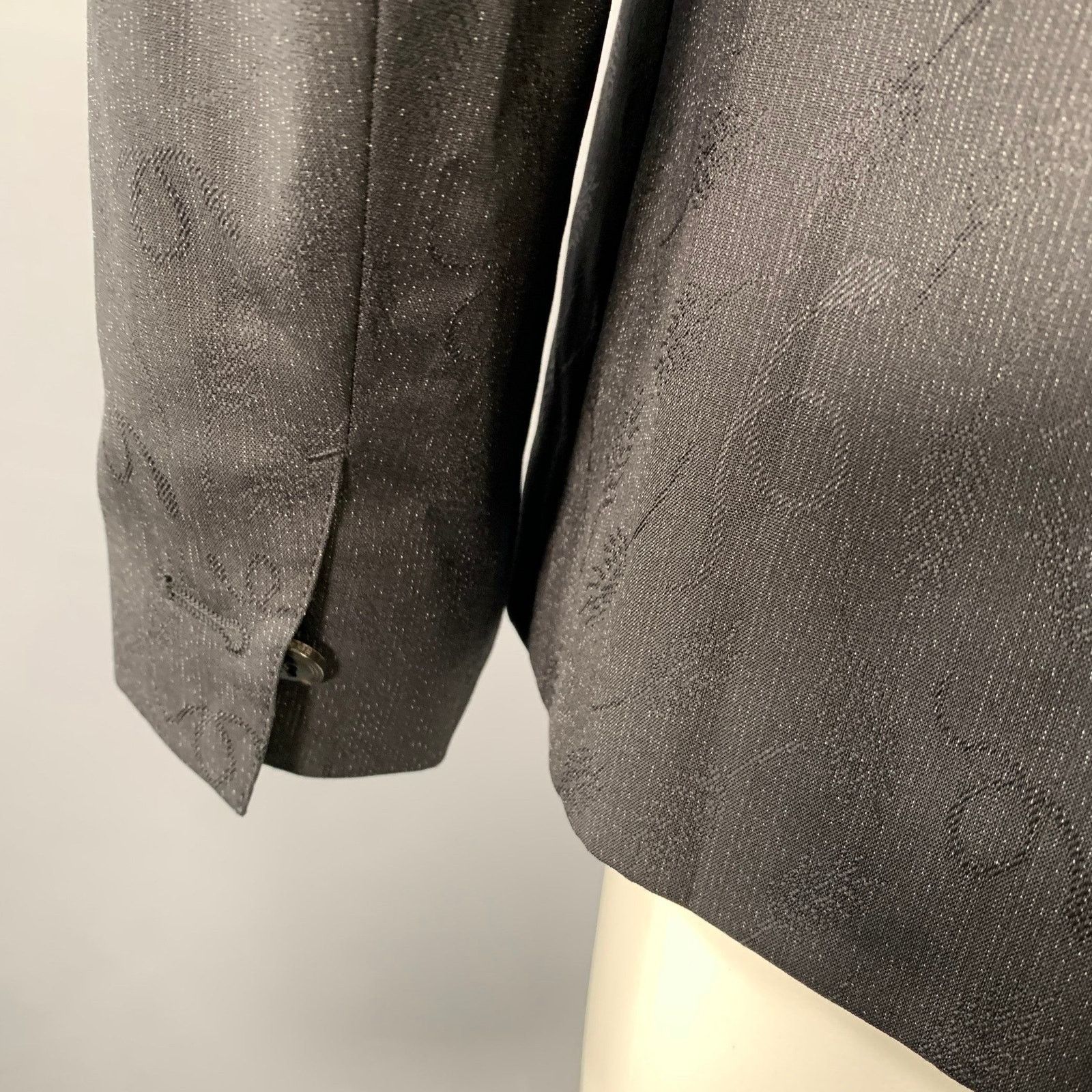 Roberto Cavalli ROBERTO CAVALLI Black Grey Snake Jacquard Wool Silk Size 40R - 5 Thumbnail