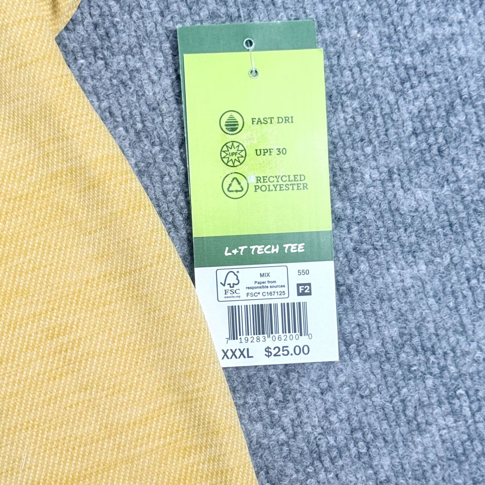 Vintage Lake & Trail Shirt Mens 3XL Yellow Fast Dri Tech Tee UPF 30 Recycled Polyester Size US XXL / EU 58 / 5 - 2 Thumbnail