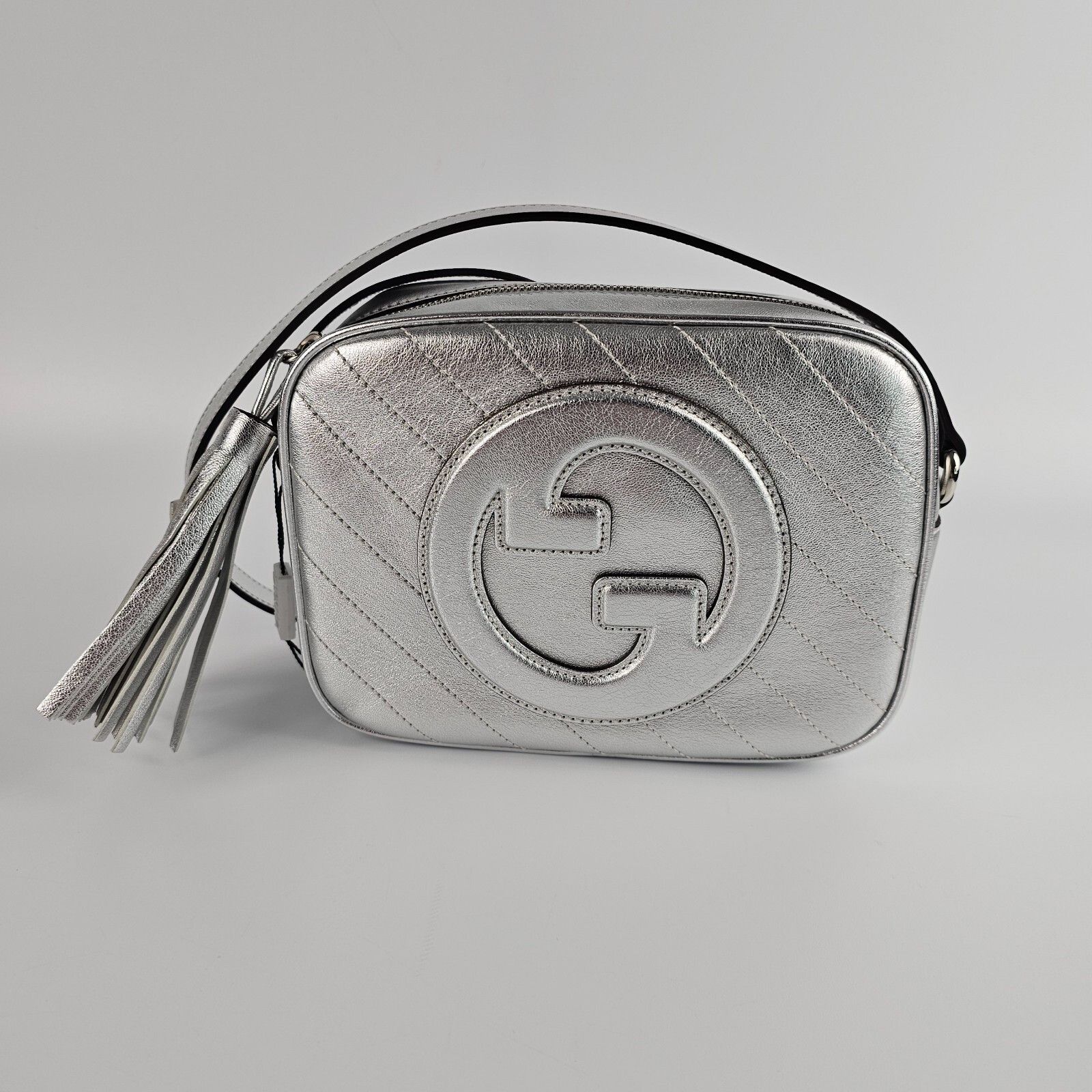 Gucci GUCCI Blondie Small $1980 Metallic Silver Leather Shoulder B Size ONE SIZE - 3 Thumbnail