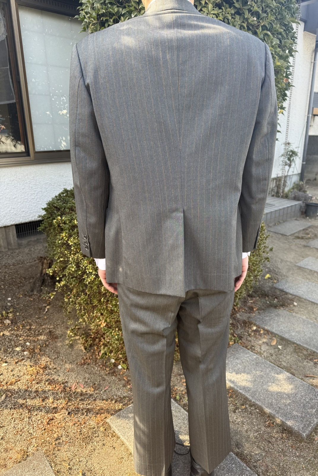 Other Autumn〜Spring Vintage Blue Gray Pinstripe 3 Piece Wool Suit Size 42R - 8 Thumbnail