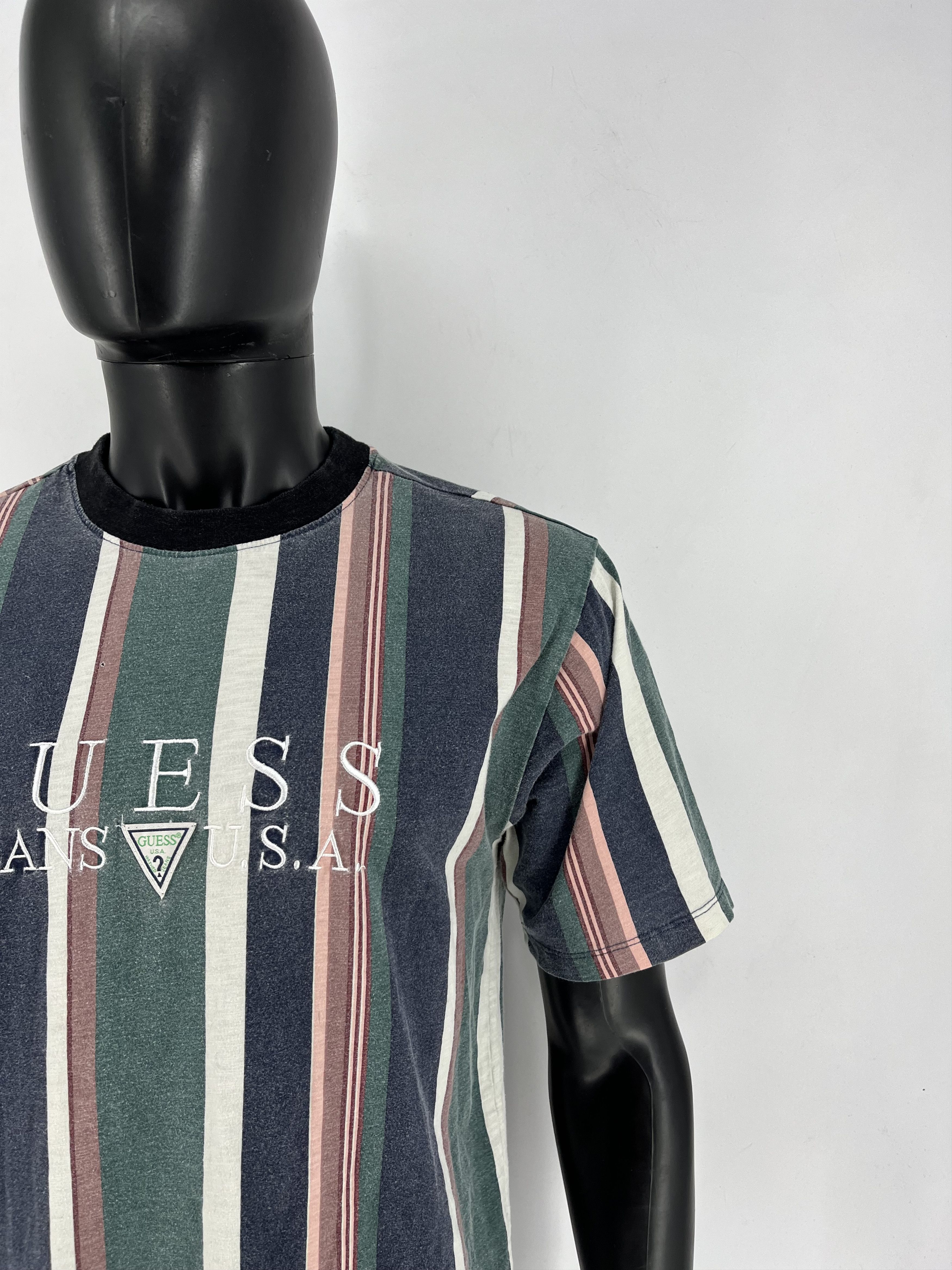 Guess × Vintage Vintage OG Guess Jeans USA Stripes Style Logo Shirt Size US S / EU 44-46 / 1 - 7 Thumbnail