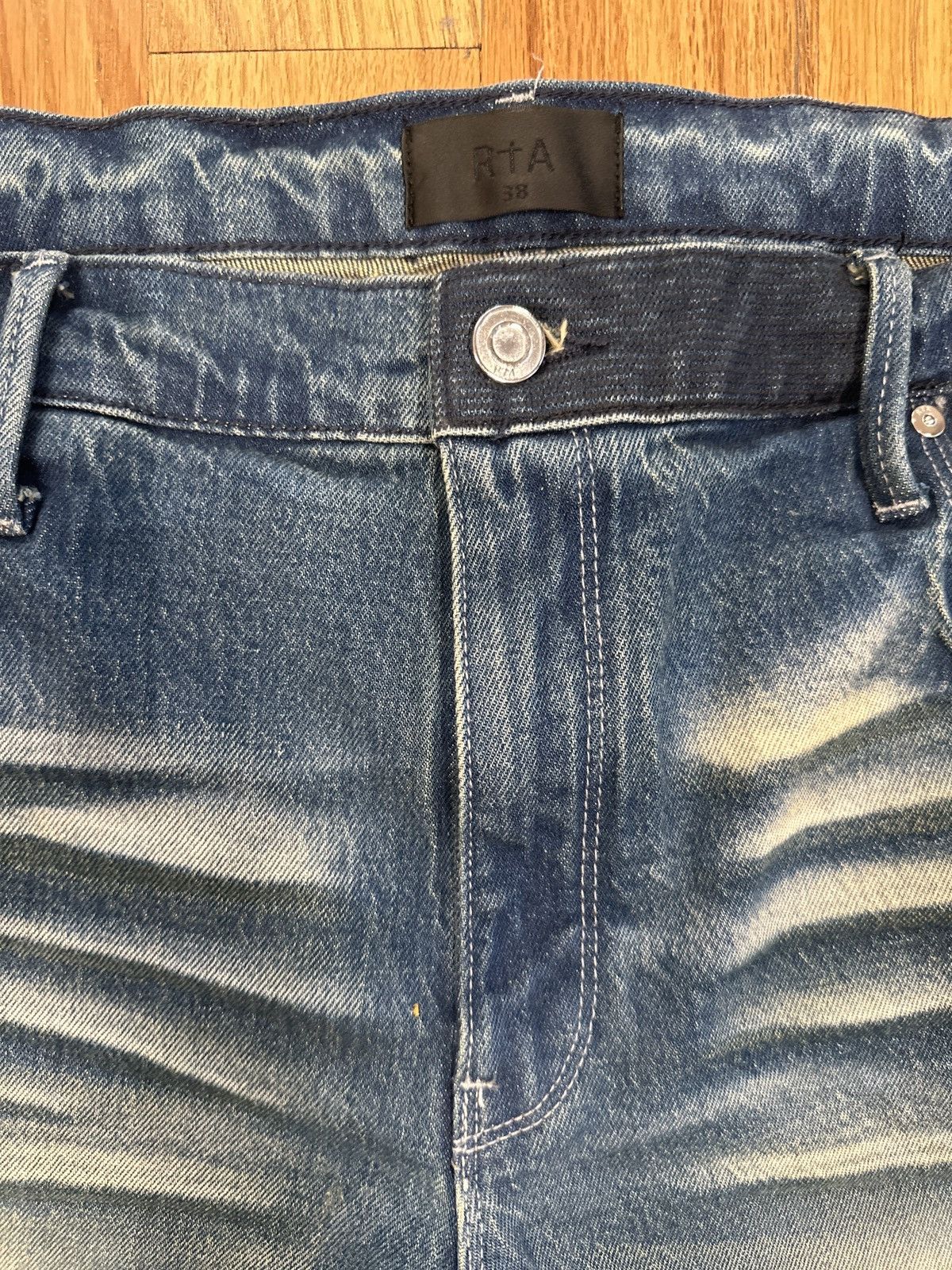 Rta RTA Small White Spell Dark Blue Washed Denim Jeans Size 38 Size US 38 / EU 54 - 3 Thumbnail