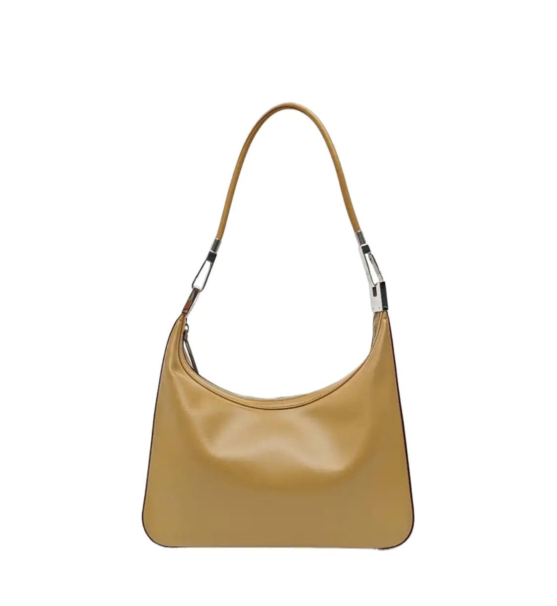 Gucci Khaki Cowhide Leather Shoulder Bag Handbag Silver Hardware Detachable Stra in Beige, Women's