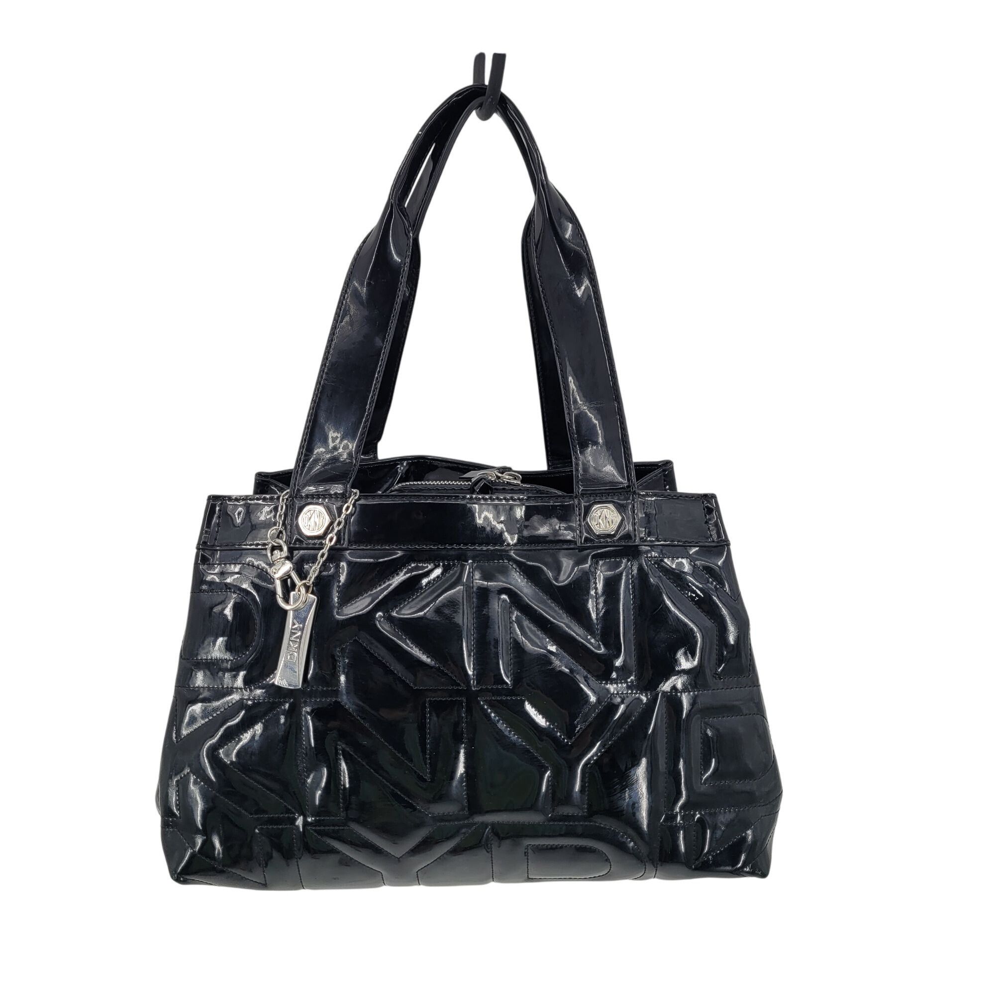 Bebe Vtg 90s Y2K Black Patent Leather Logo Quilted Shoulder Tote Size ONE SIZE - 1 Thumbnail