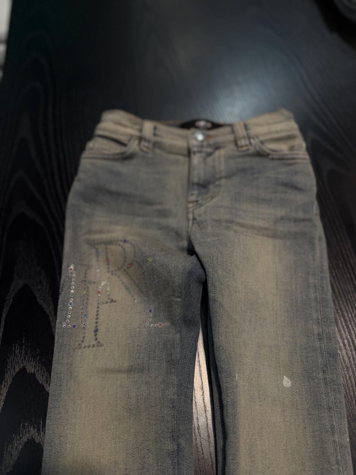 Amiri Amiri Kids Jeans 4Y Blue Denim Embroidered Logo Faded Pants Size US 26 / EU 42 - 3 Thumbnail
