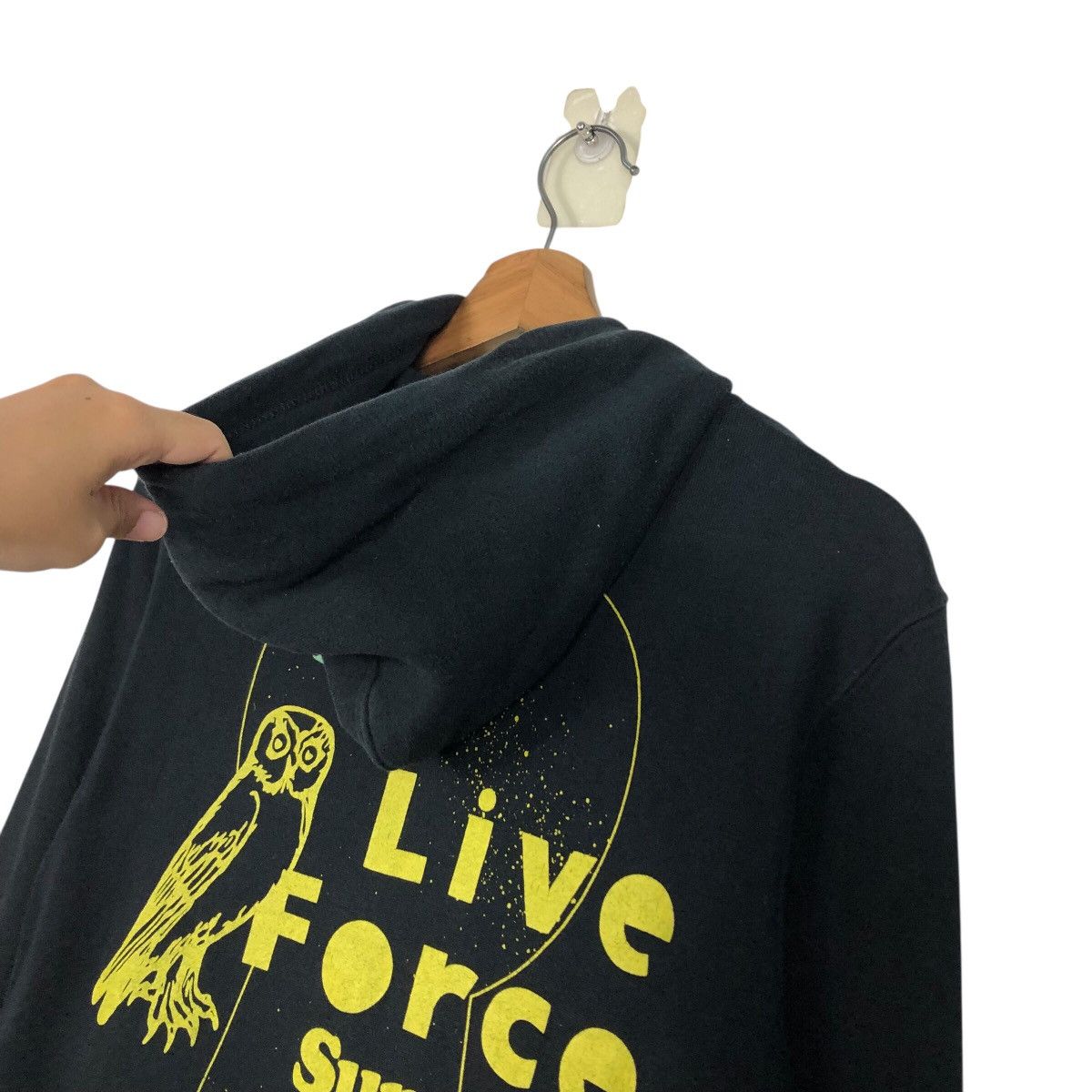 Japanese Brand Superfly Owl “Live Force” Keyhole Graphic Hoodie – Black Size US S / EU 44-46 / 1 - 11 Thumbnail