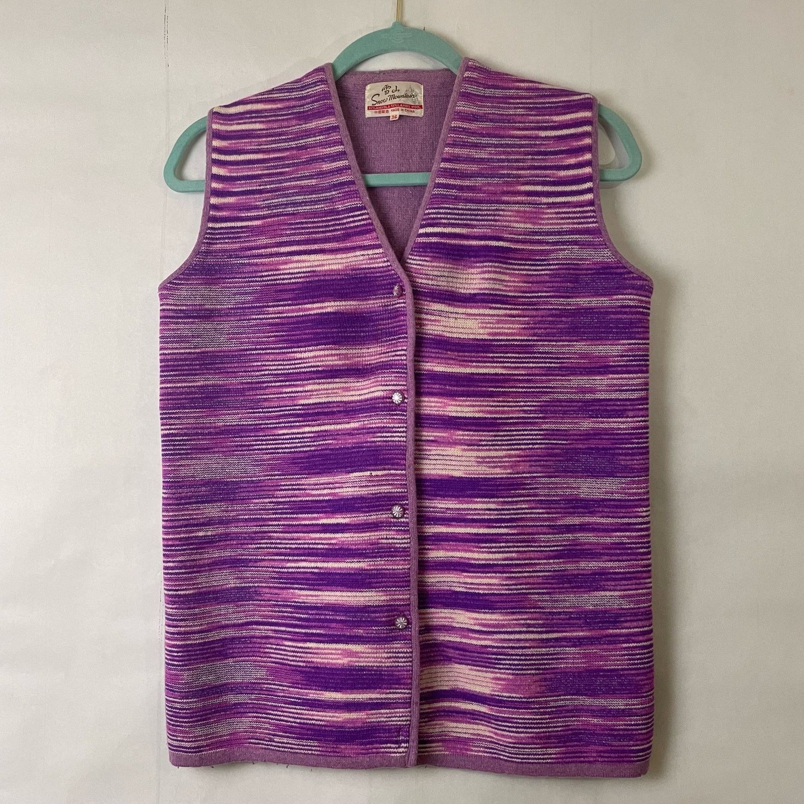 Vintage Vintage 70’s Space Dyed Angola and Lambswool Purple Vest Size S / US 4 / IT 40 - 1 Thumbnail