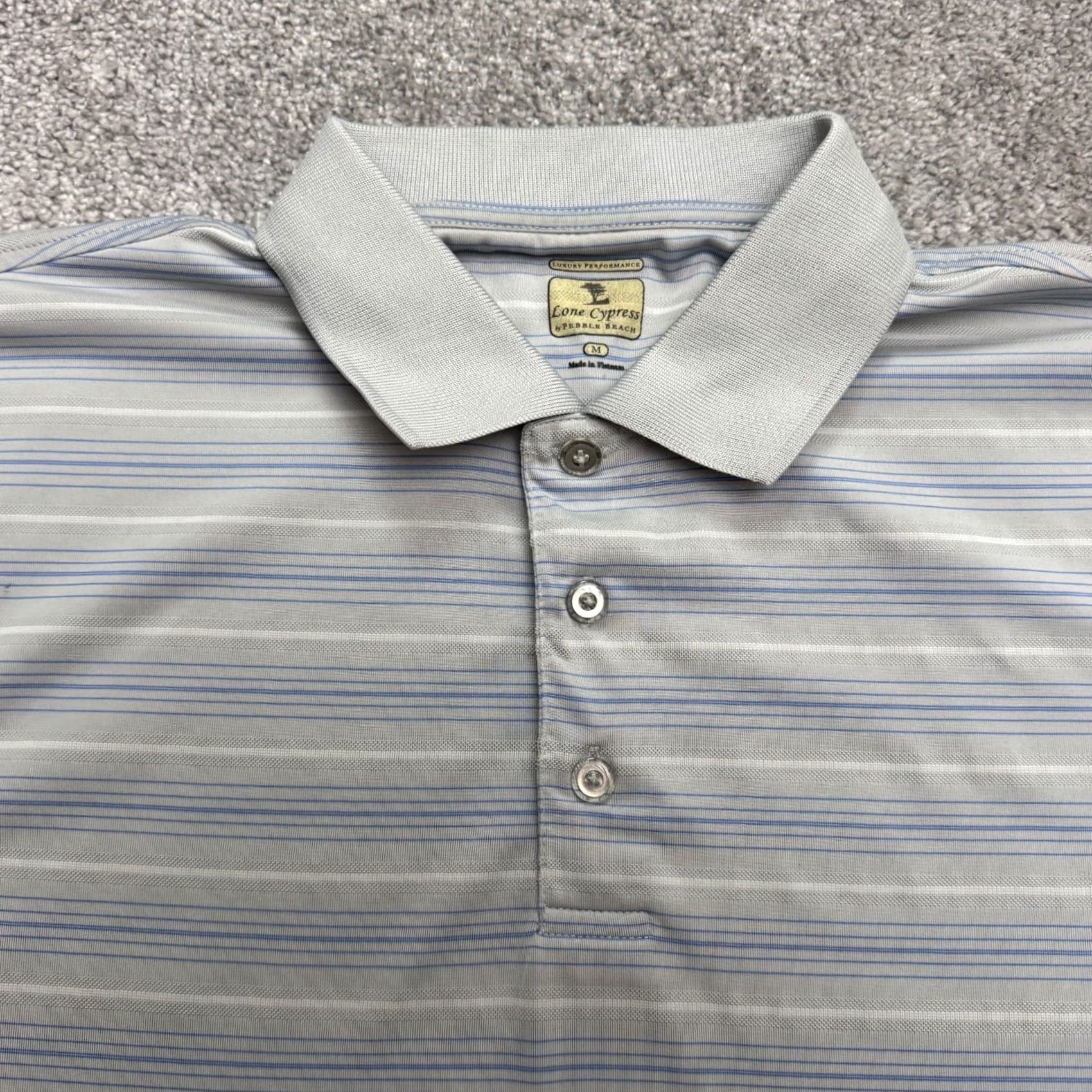 Vintage Lone Cypress Polo Shirt Mens M Blue Striped Luxury Performance Polo Shirt Regular Size M Blue Striped Size US M / EU 48-50 / 2 - 3 Thumbnail