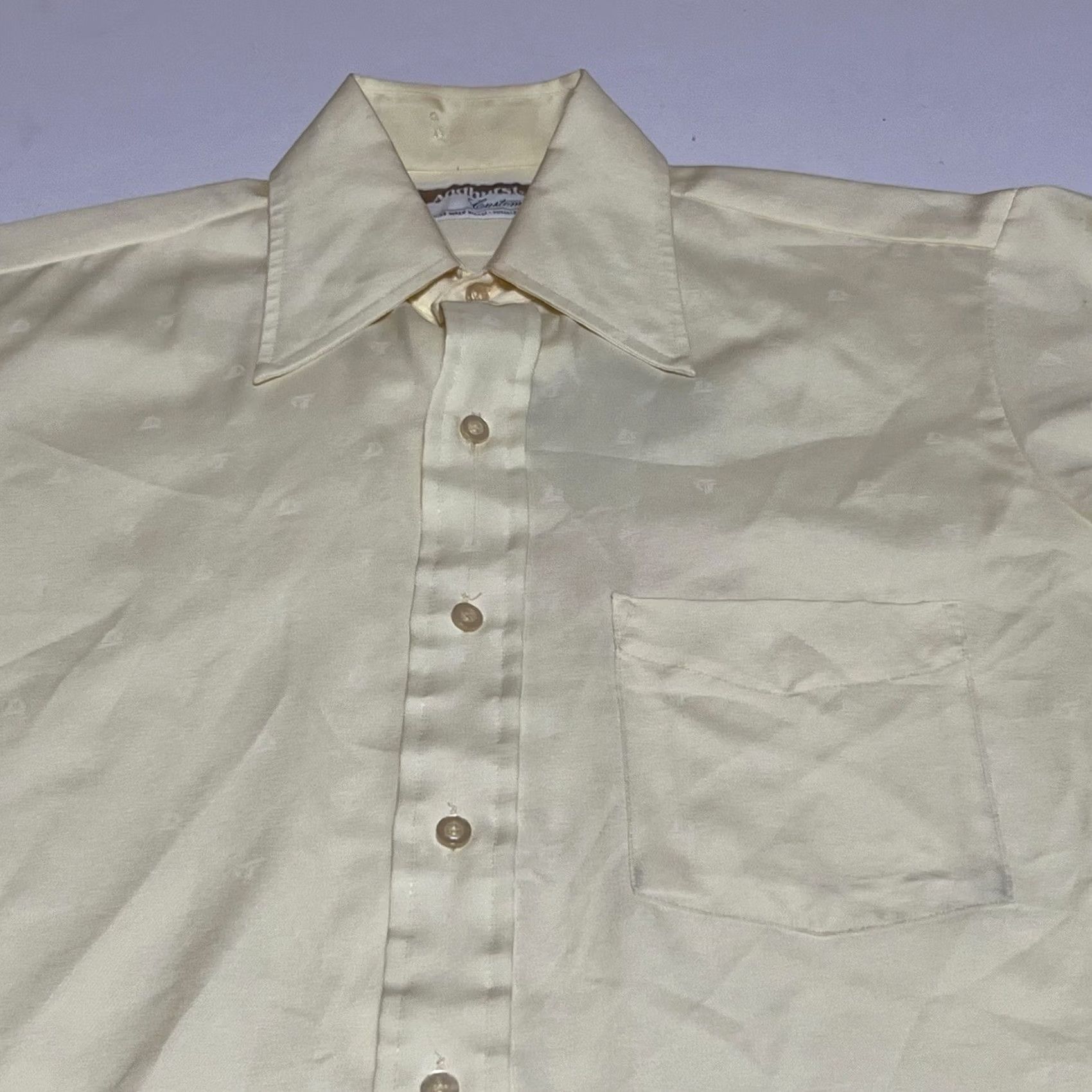 Vintage VINTAGE Andhurst Dress Shirt Short Sleeve Mens S Yellow Sailboats Button Shirt Regular Collar Style Point USA United States Size US S / EU 44-46 / 1 - 2 Thumbnail