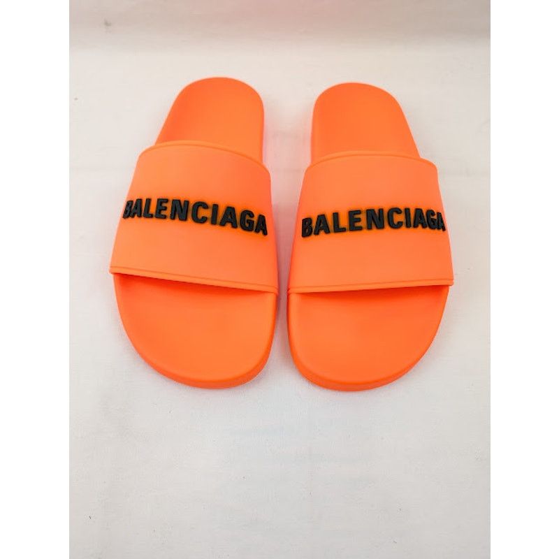 Balenciaga o1rshd1 Smooth Rubber Pool Logo Slide in Orange/Black Size US 10 / EU 43 - 14 Thumbnail