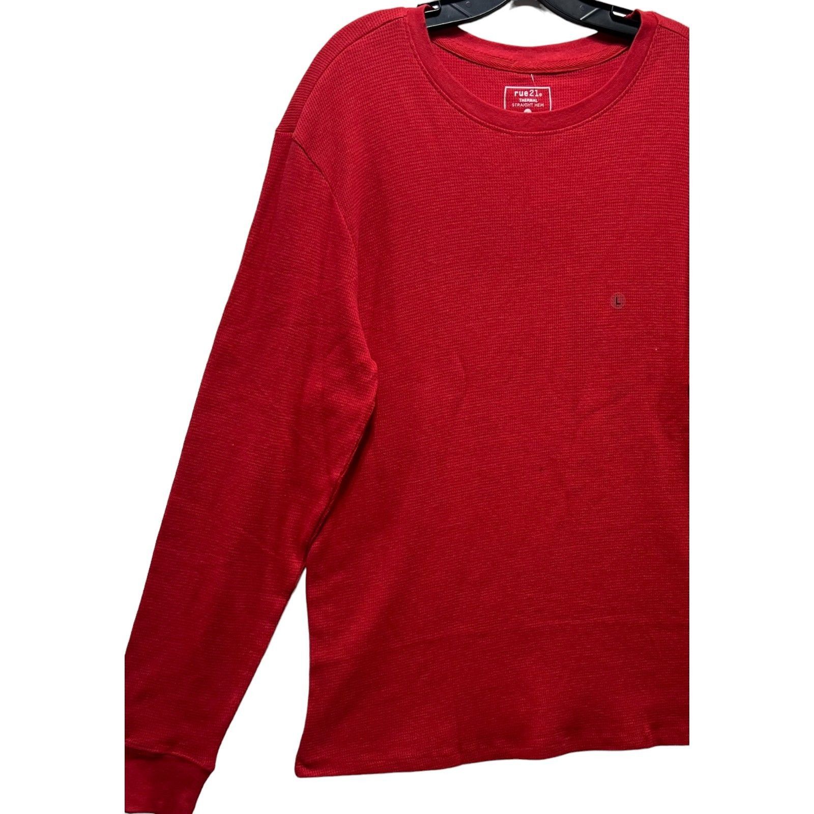 rue21 Rue 21 - Men's Waffle Knit Henley Athletic Top - Red - Large Size US L / EU 52-54 / 3 - 10 Thumbnail